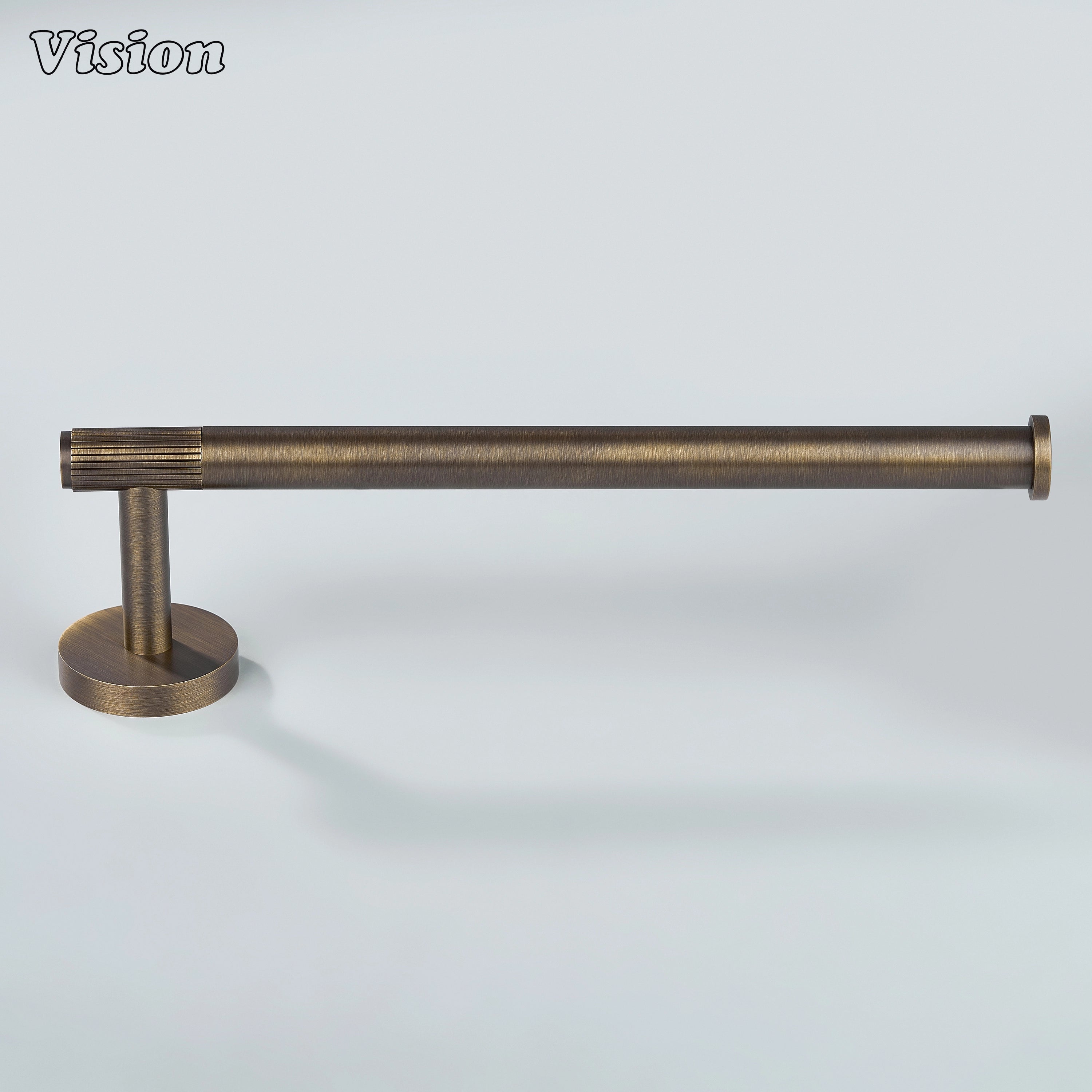 Antique Bronze brass towel holder with cylindrical bar for elegant washroom spaces