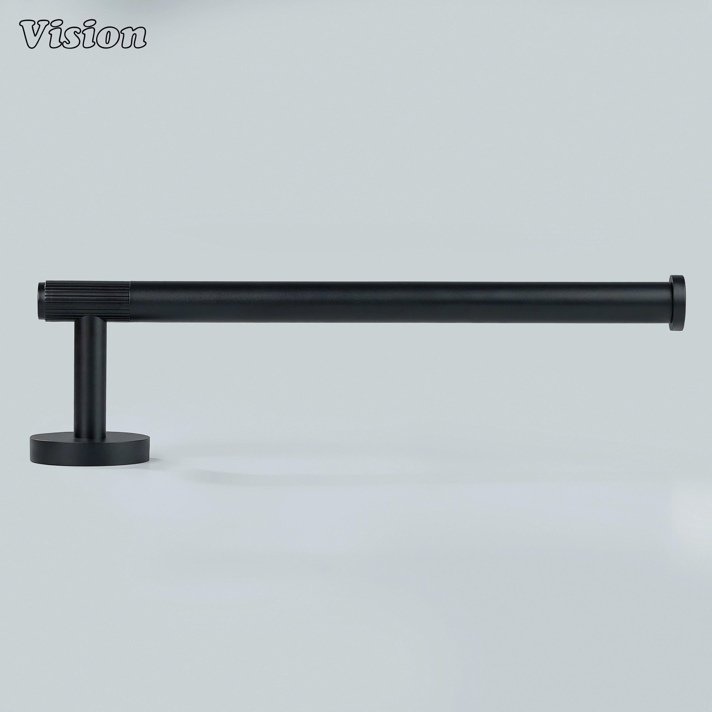 Linear brass towel holder Black finish with sleek bar profile