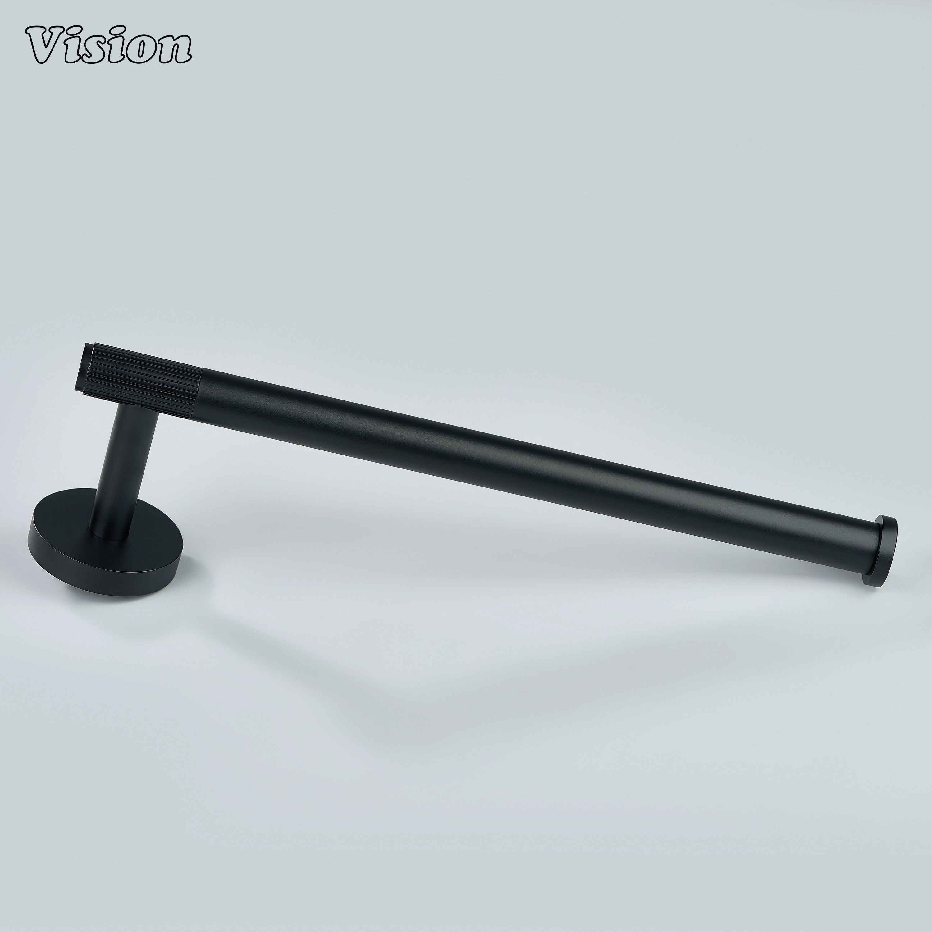 Black finish brass towel holder featuring linear bar design