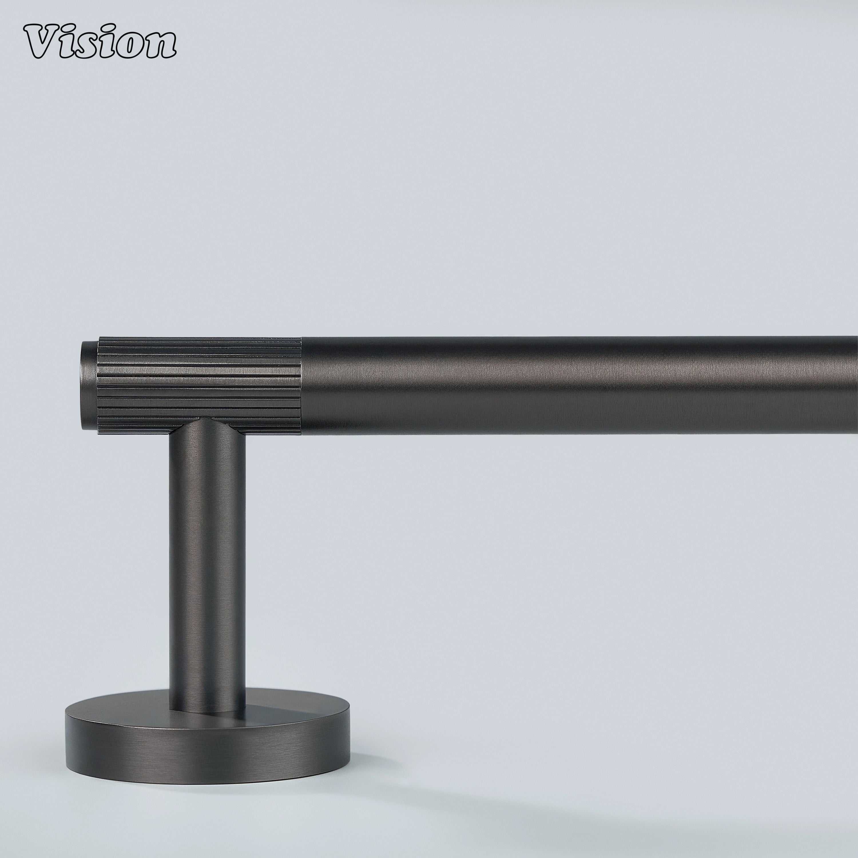 Wall mounted brass towel holder Gunmetal with minimalist linear form