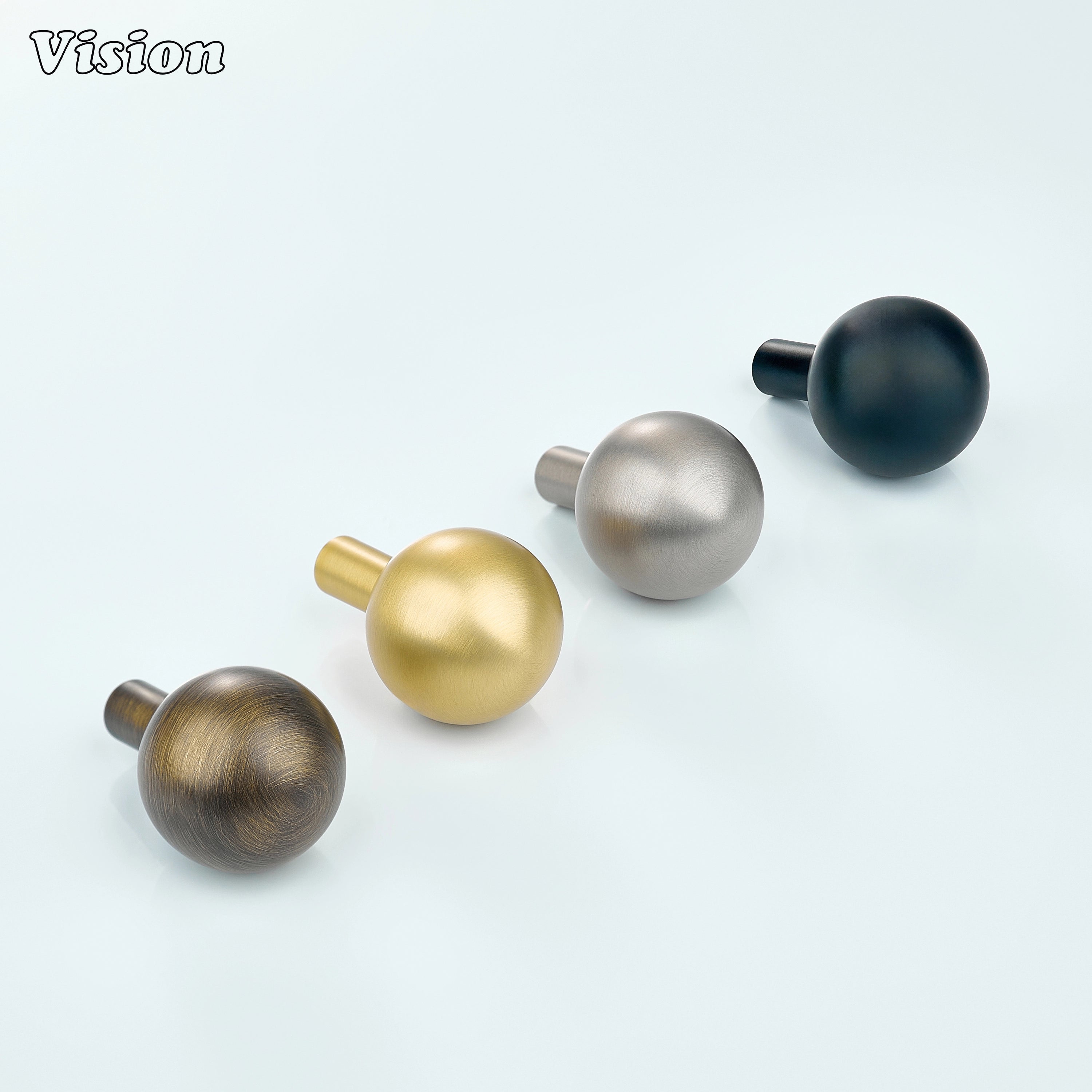Plain profile cabinet knob finished in Gold, round ball shape for wardrobe doors