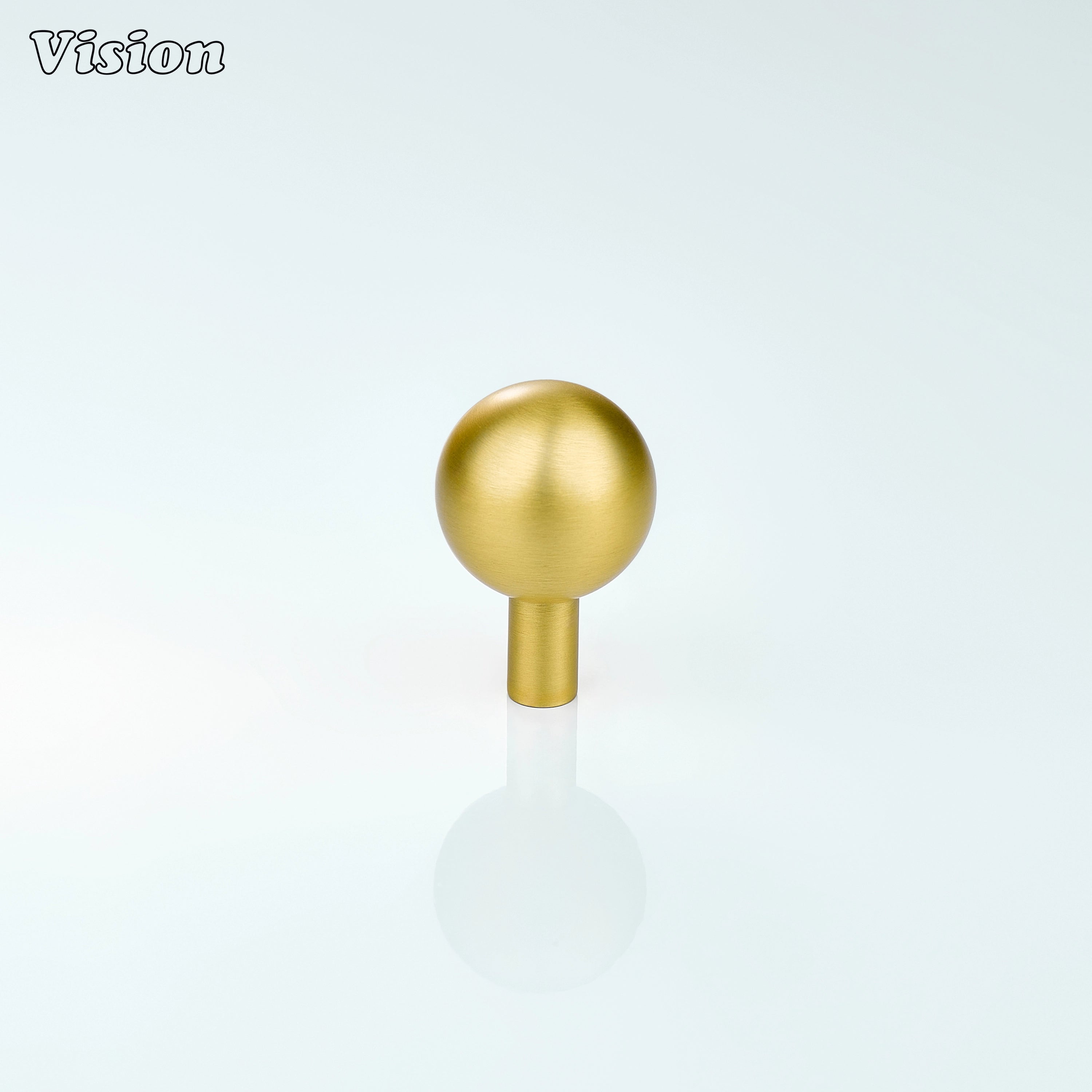 Gold finish cabinet knob with spherical ball design and clean stem for furniture use