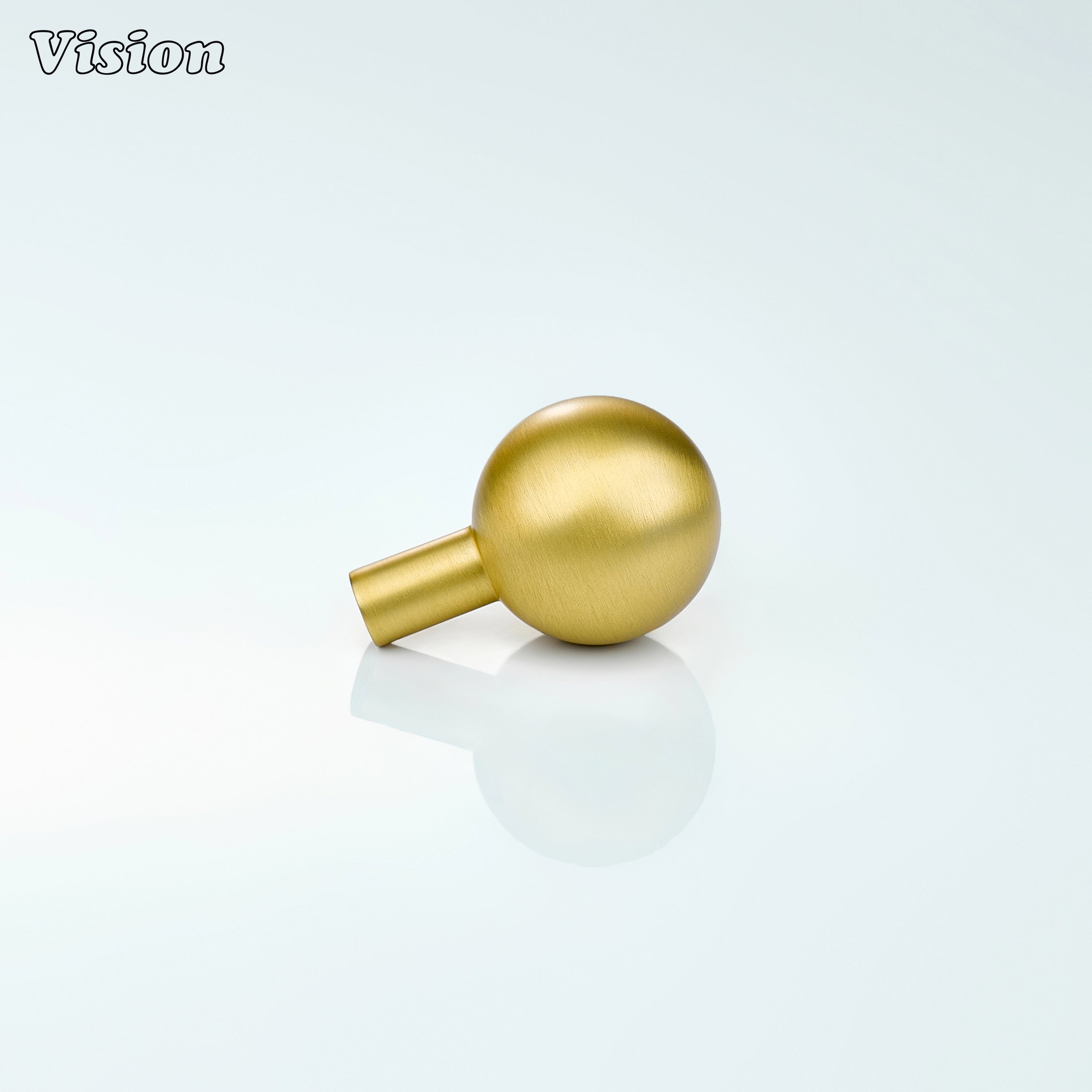 Minimal round cabinet knob in Gold finish with cylinder leg for wardrobes