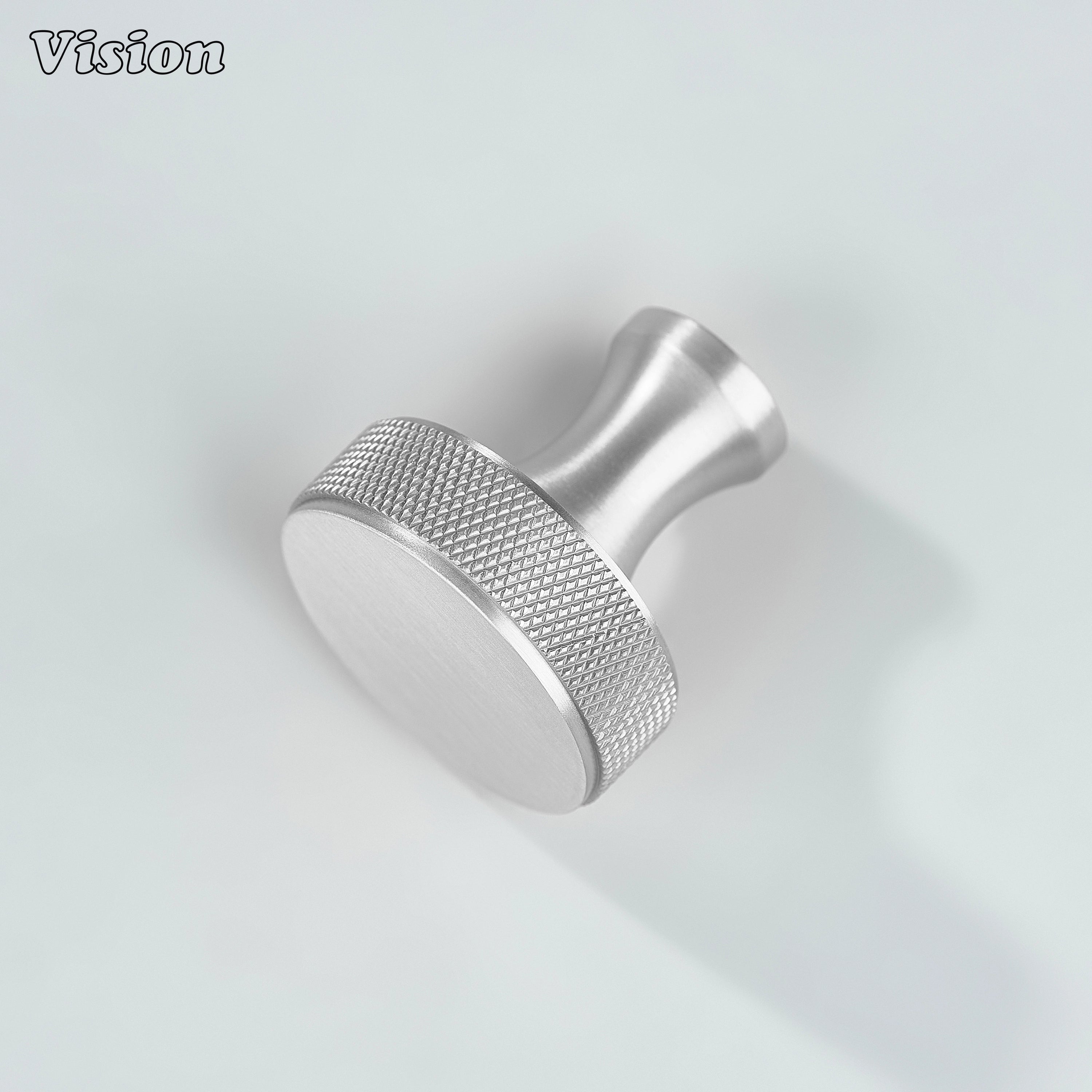 Knurled Silver cabinet knob with smooth round front for bedroom wardrobes