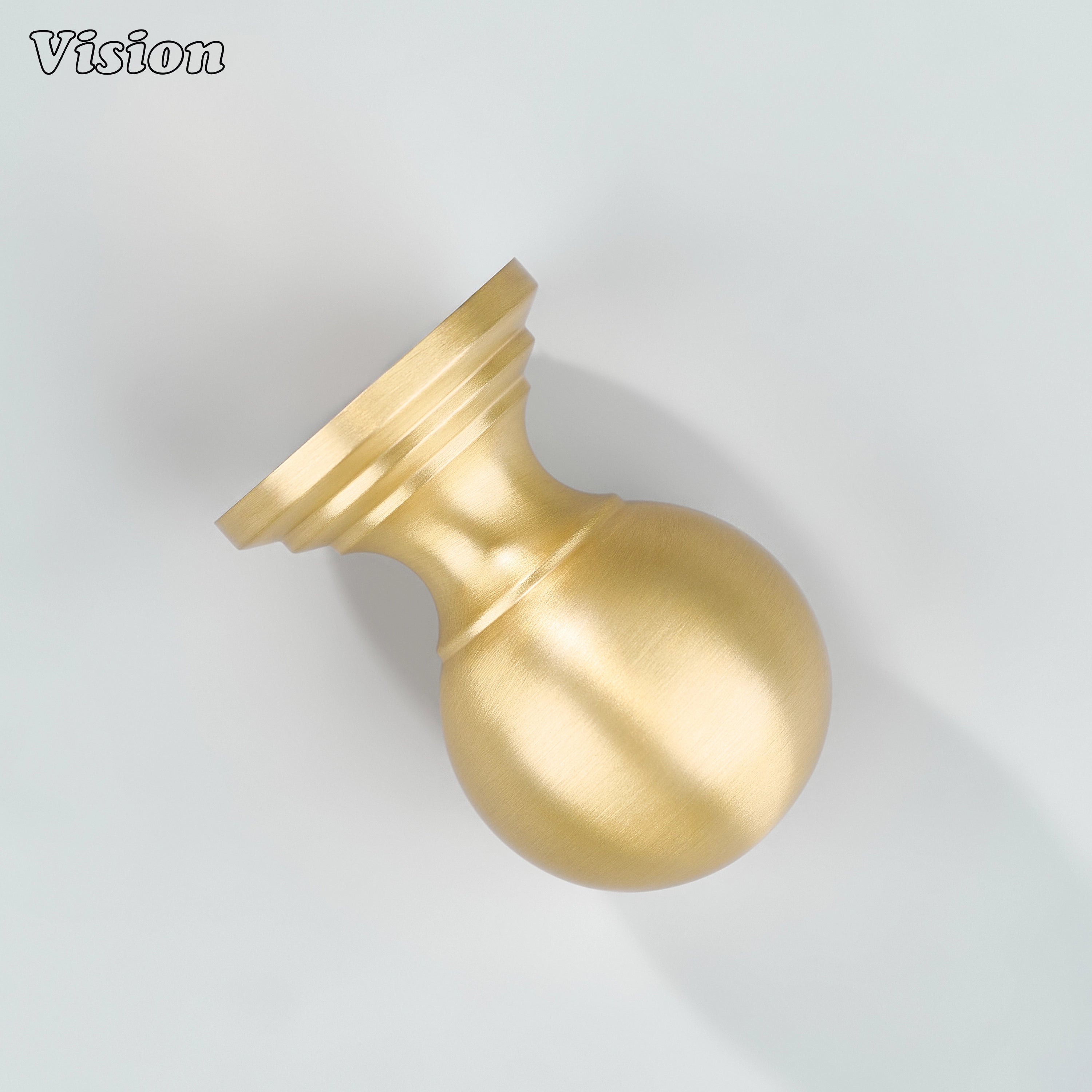 Gold solid brass round cabinet knob with stepped base for kitchen cabinets