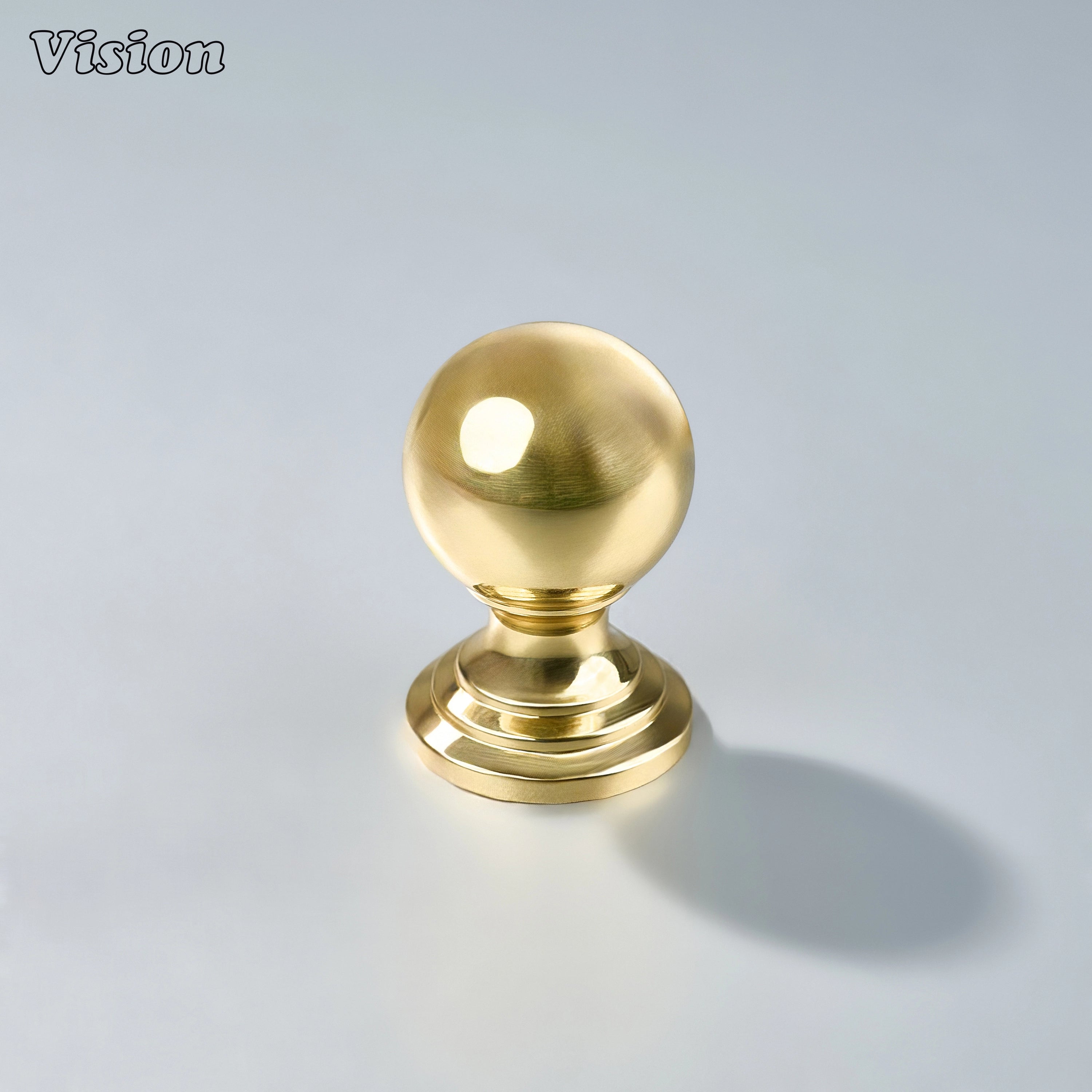 Plain round cabinet knob in Polished Brass finish for wardrobe drawers