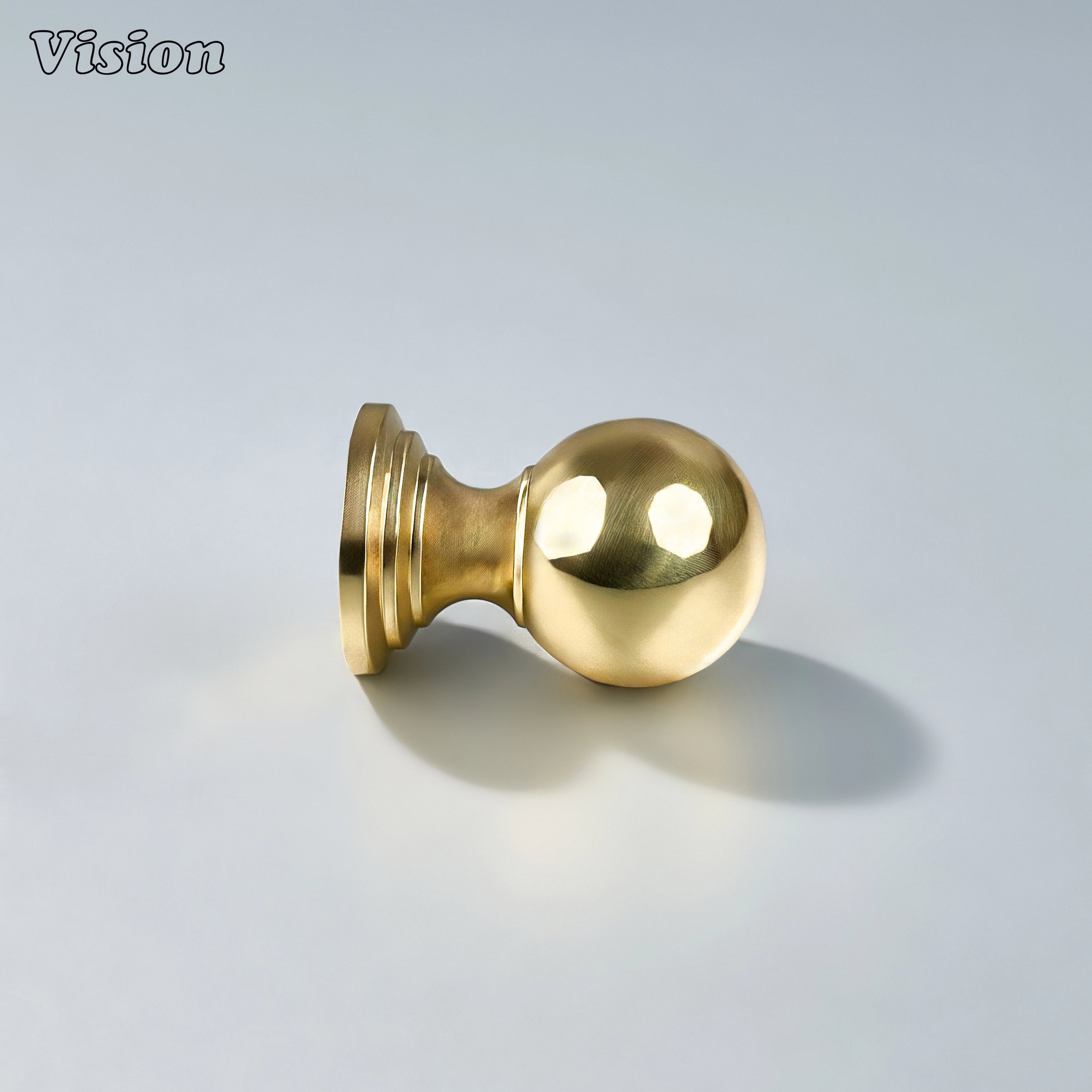 Polished Brass cabinet knob with smooth circular ball design for furniture