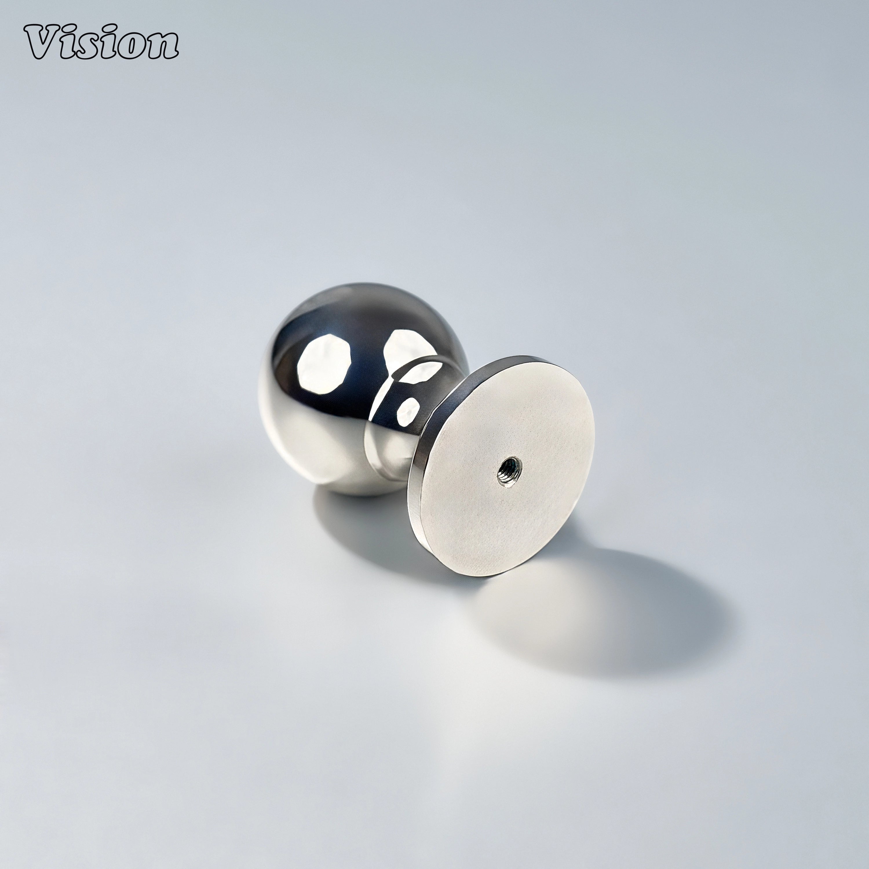Polished Nickel cabinet knob with circular ball design for wardrobes
