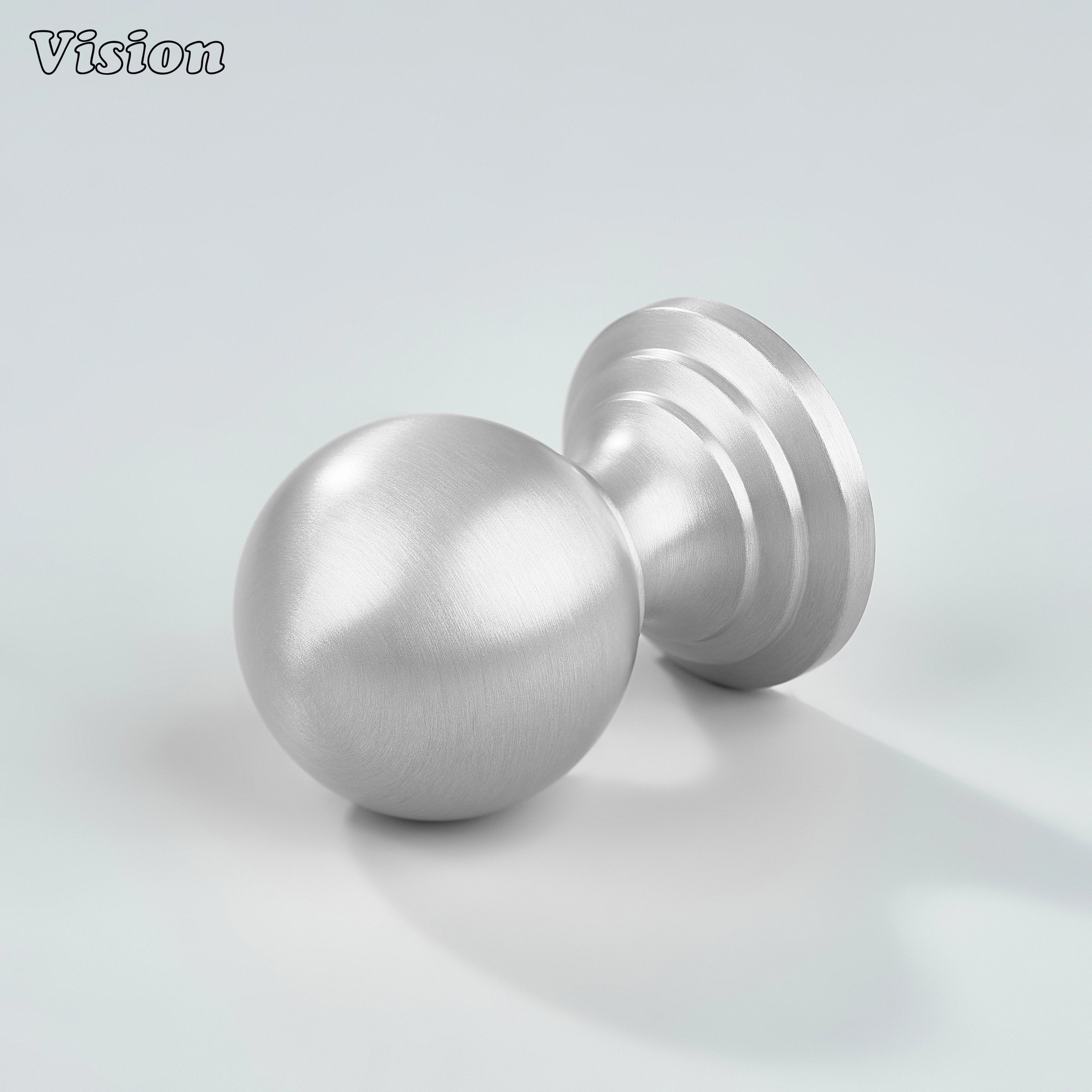 Silver solid brass cabinet knob with plain round ball for kitchen cabinets