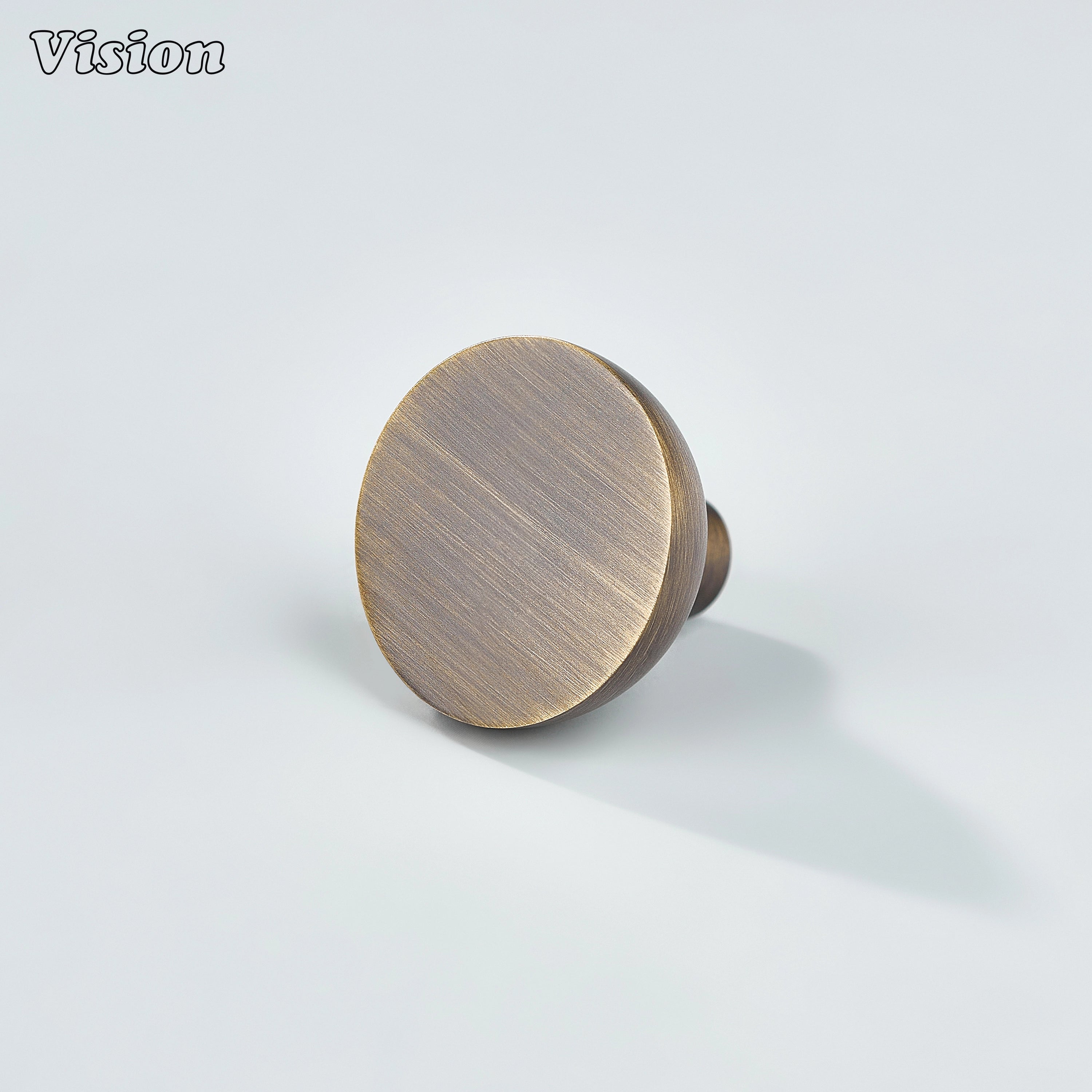 Antique Bronze solid brass cabinet knob with plain flat top and curved bowl profile for drawers