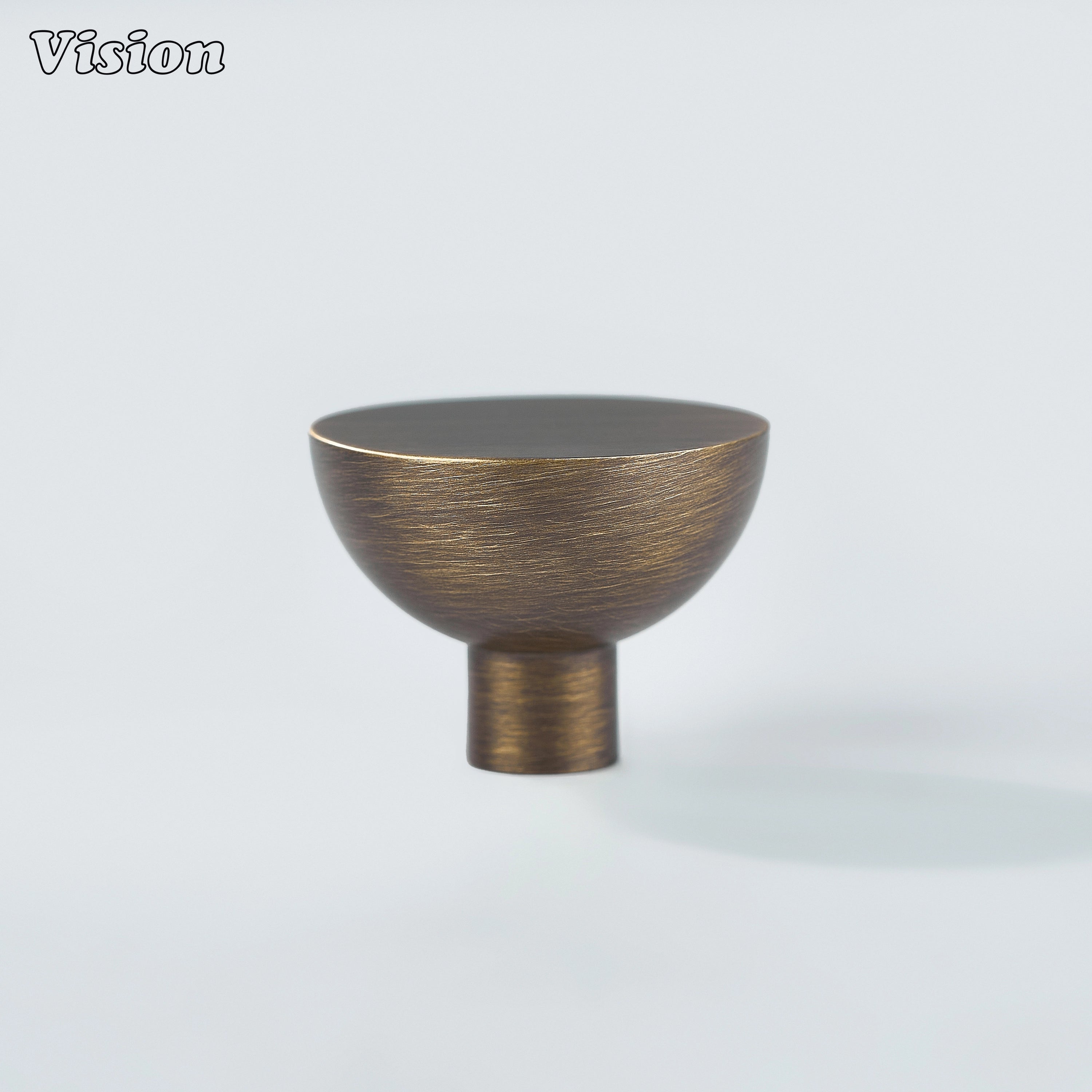 Antique Bronze cabinet knob in solid brass with smooth round face for kitchen cabinets
