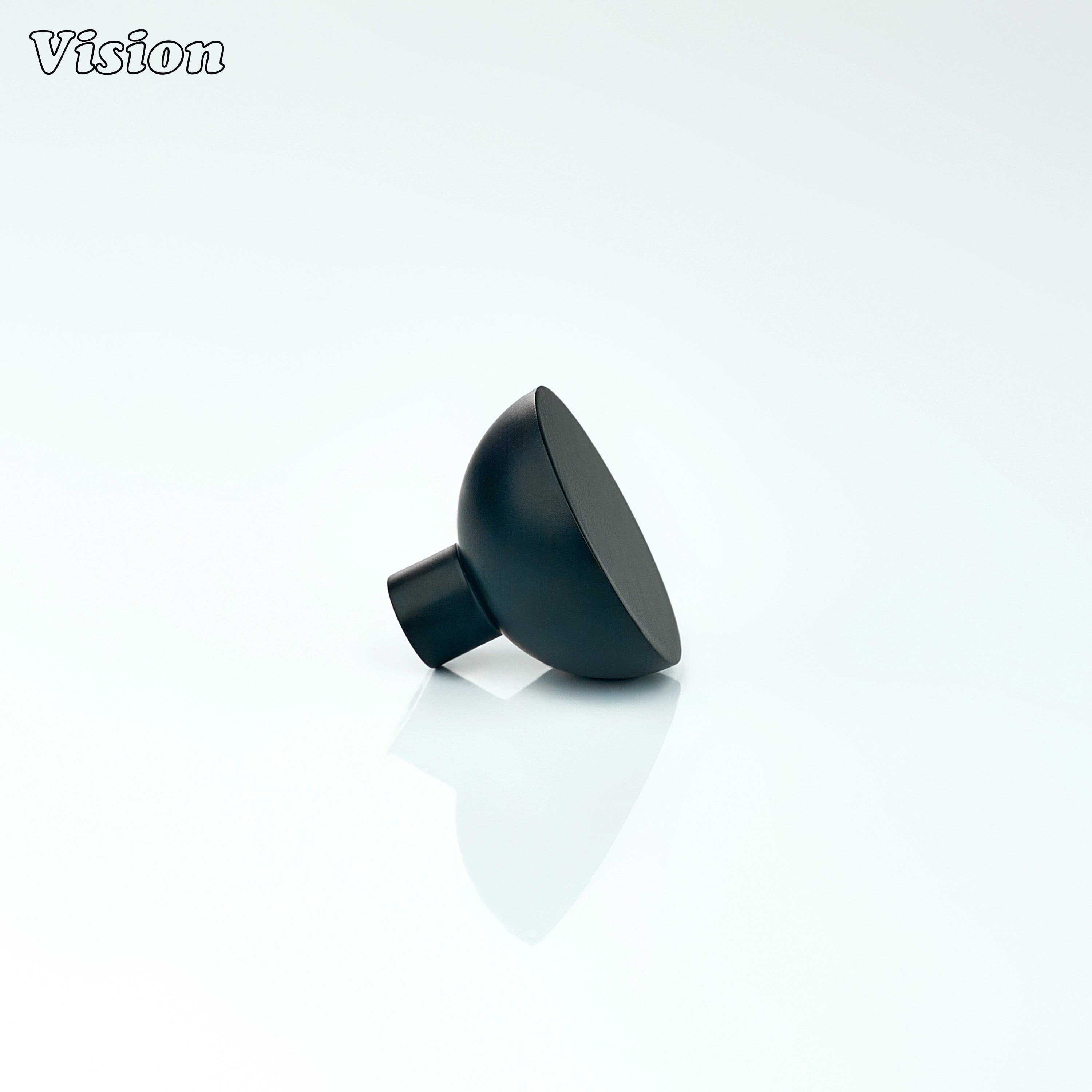 Premium Black cabinet knob with smooth round face and cylindrical stem for wardrobes