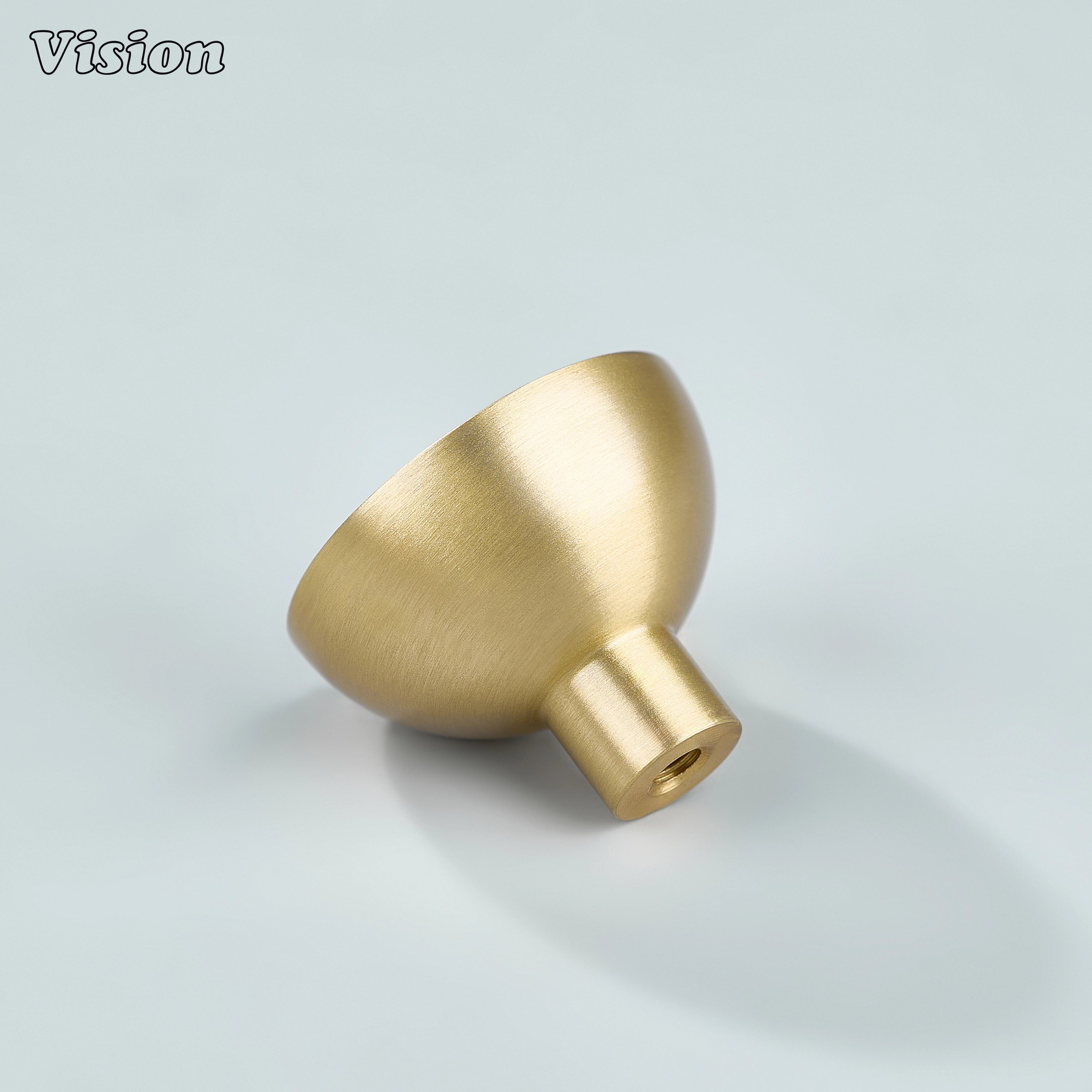 Premium gold cabinet knob with plain smooth surface and soft curved profile for furniture drawers