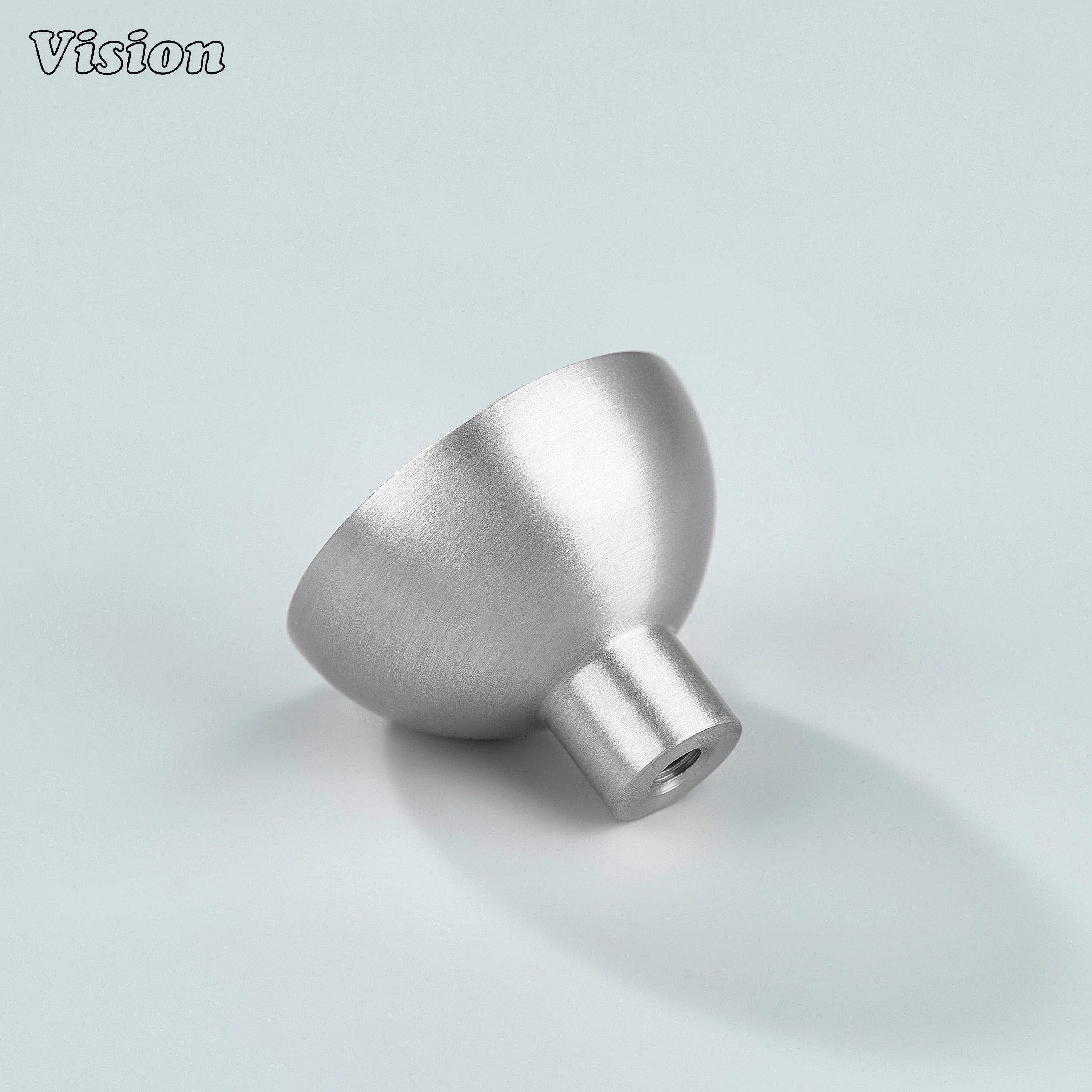 Premium Silver cabinet knob with smooth flat face and cylindrical stem for wardrobes