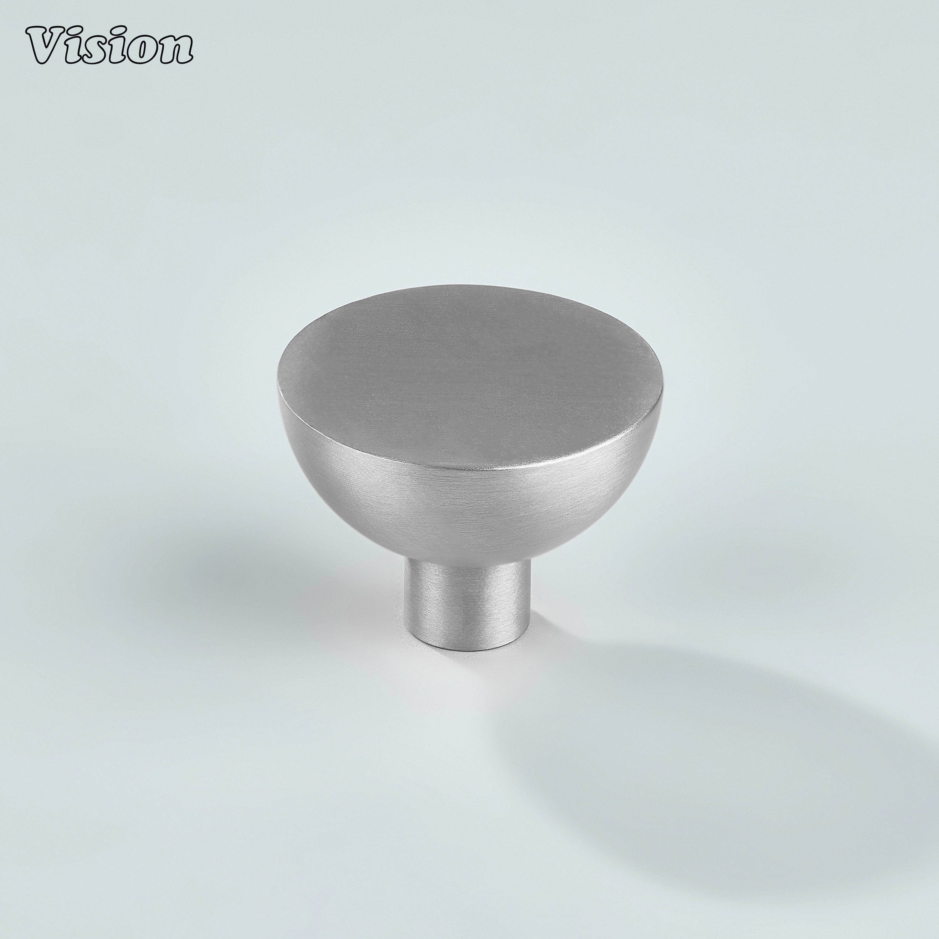 Solid brass Silver cabinet knob with curved base for furniture drawers