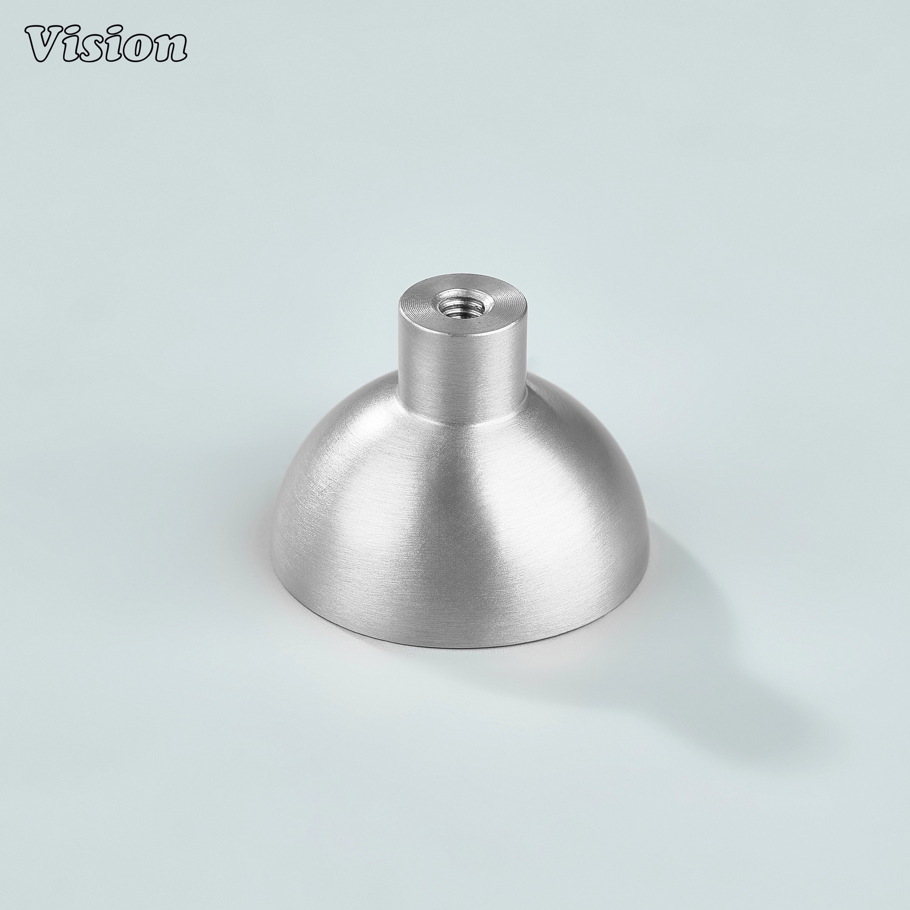 Flat cut Silver cabinet knob with plain round design for cabinet doors