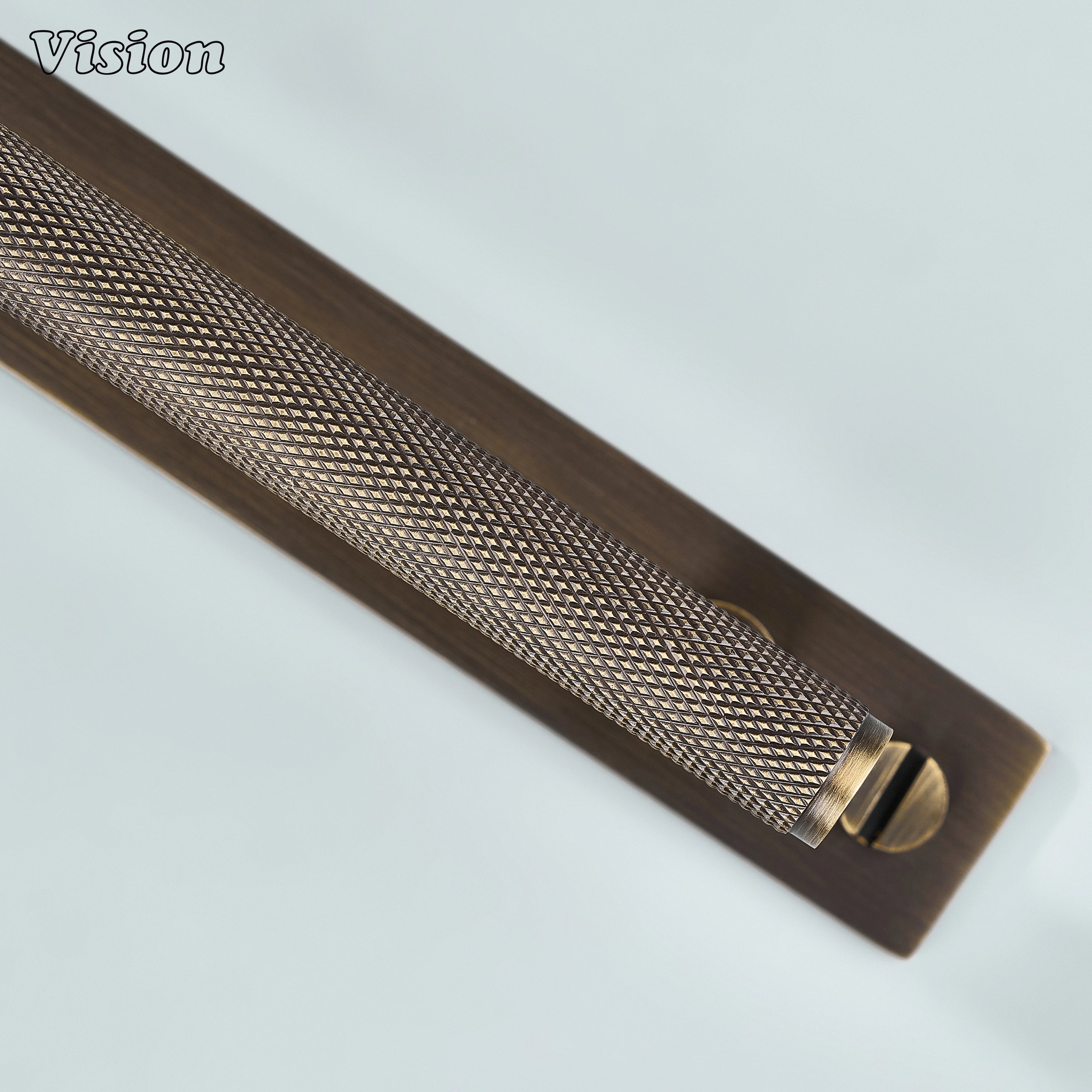 Knurled Antique Bronze cabinet handle highlighting textured grip