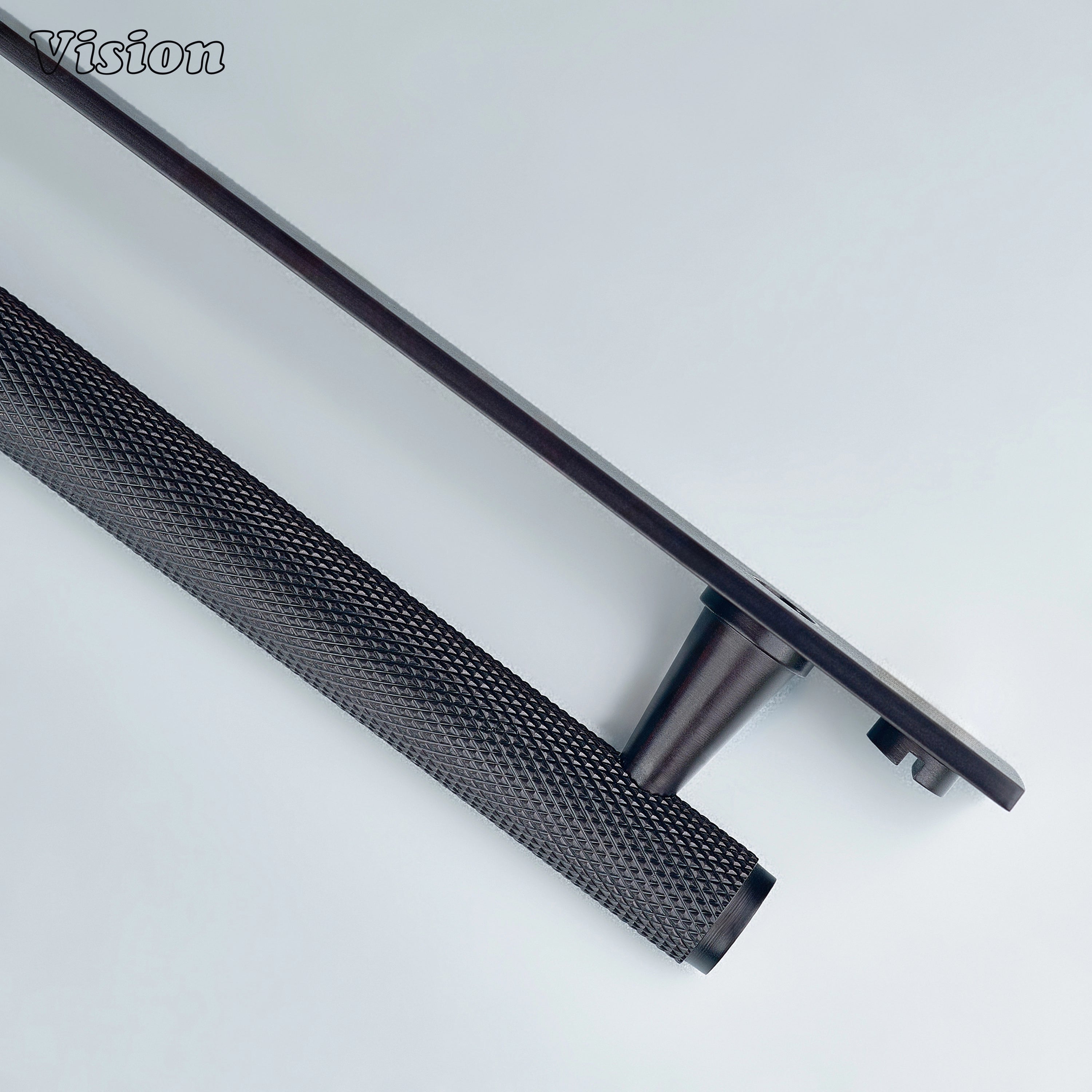 Oil Rubbed Bronze knurled cabinet handle used on wooden drawers