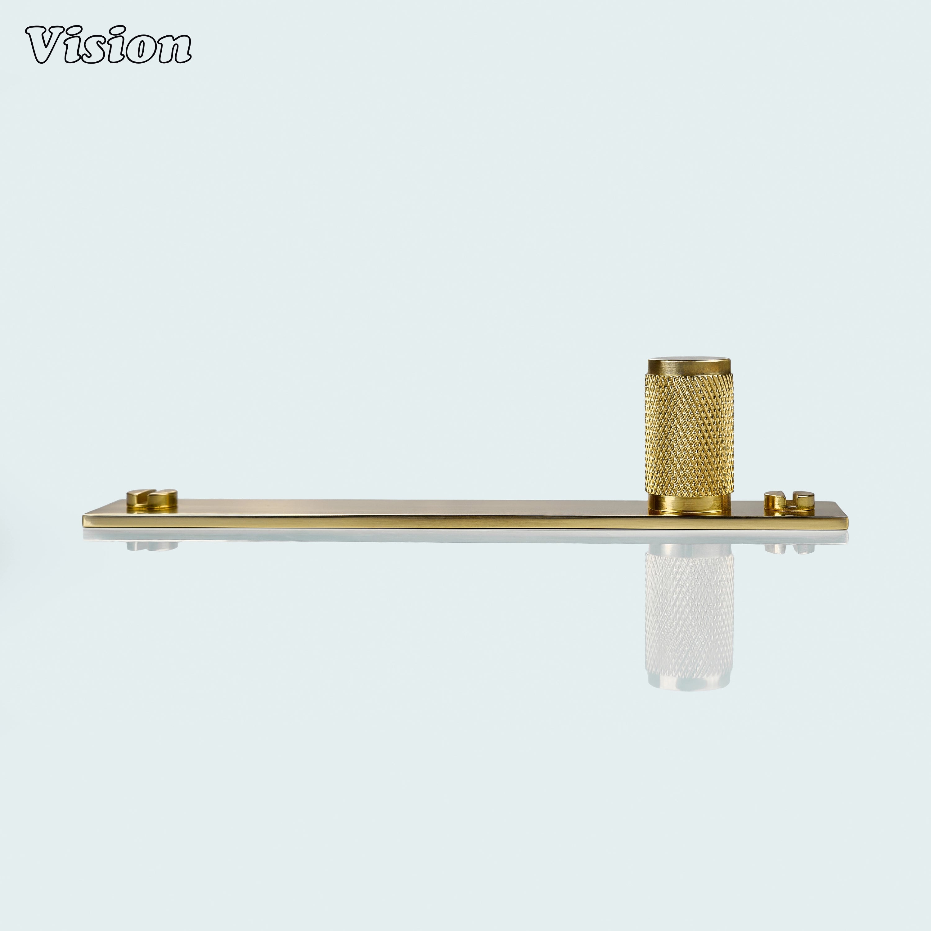 Polished Brass lacquered knurled cabinet knob with solid brass cylindrical grip for furniture drawers