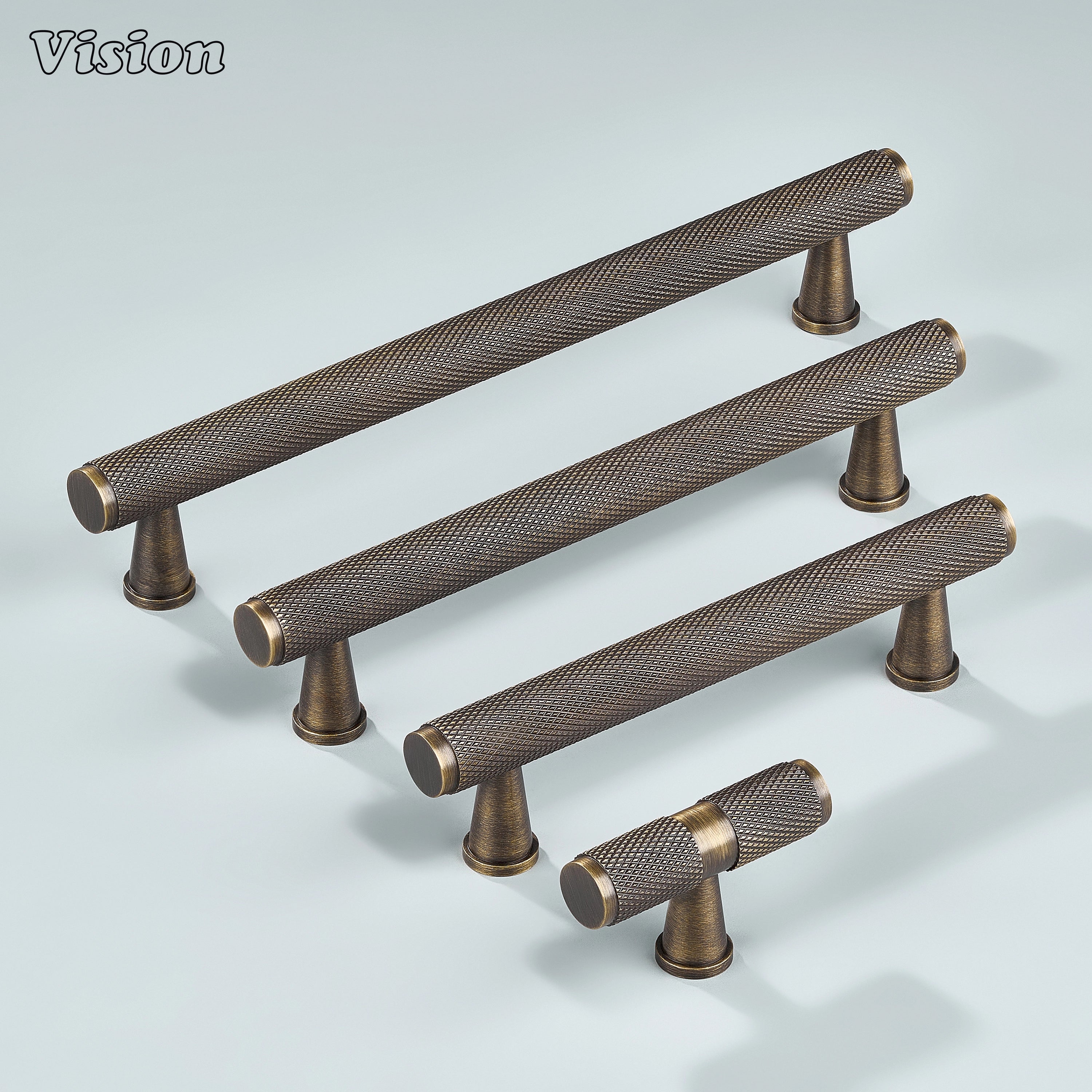 Antique bronze knurled handle used on wardrobe doors.