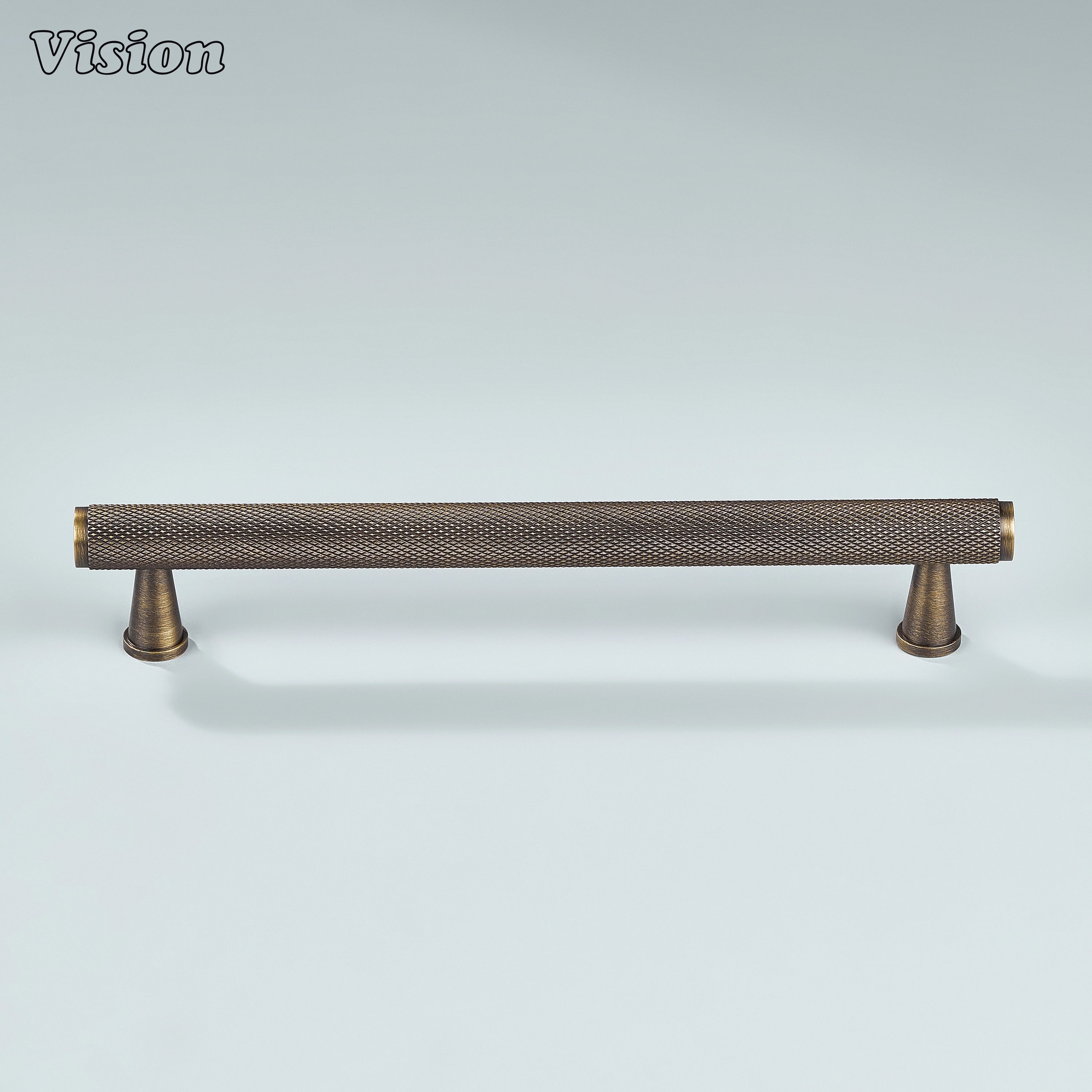 Antique bronze knurled pull for cupboards and cabinets.