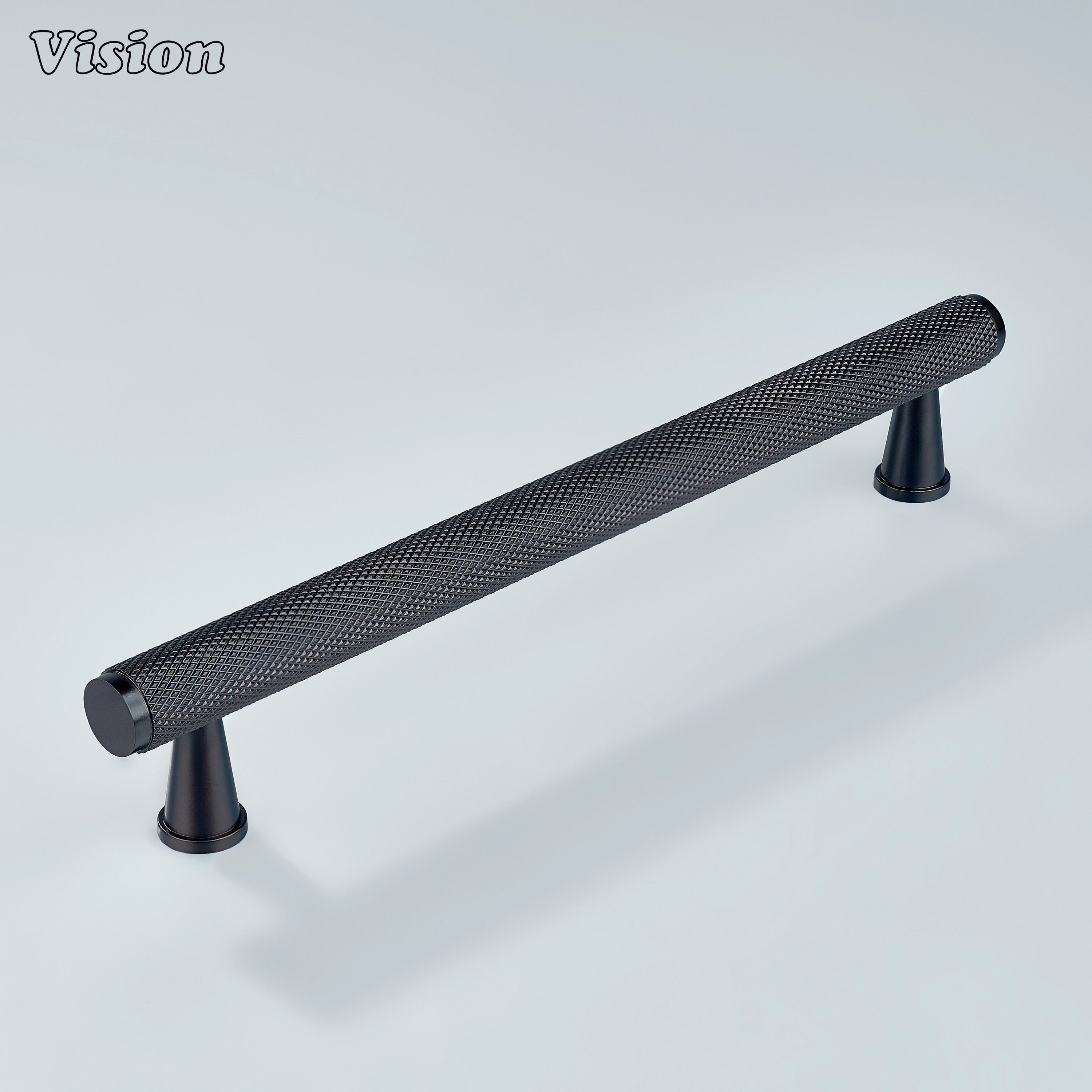 Oil rubbed bronze cabinet handle used for closet doors.