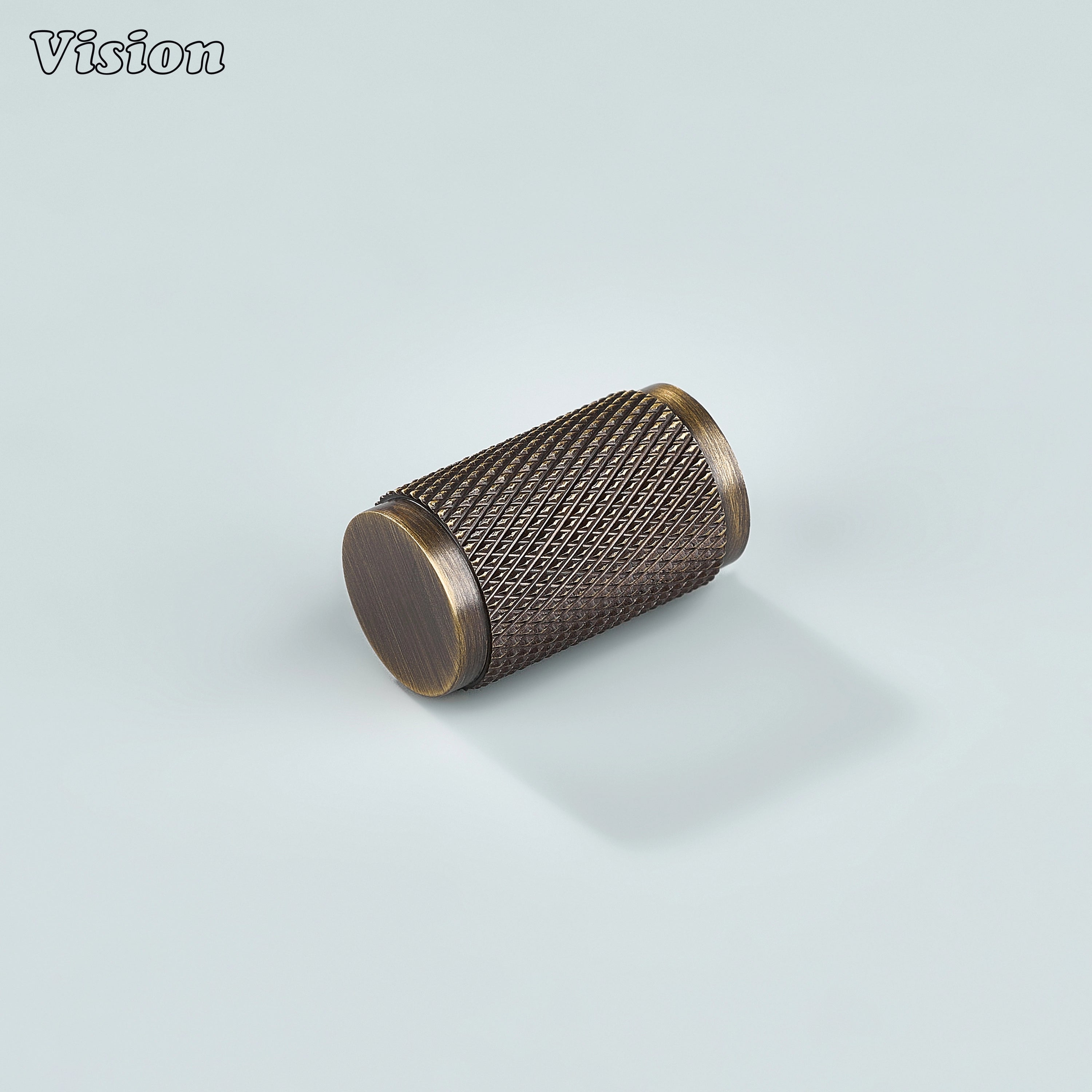 Meridian knurled cylinder knob in Antique Bronze