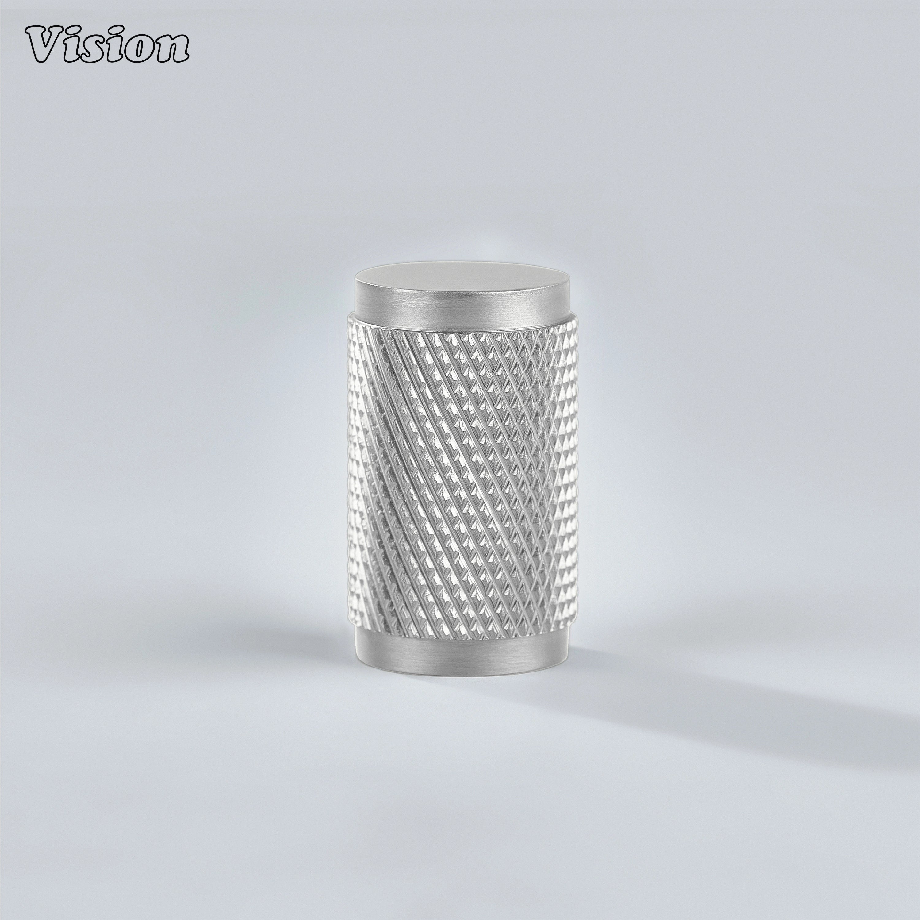 Meridian Silver cylinder knob for cabinets