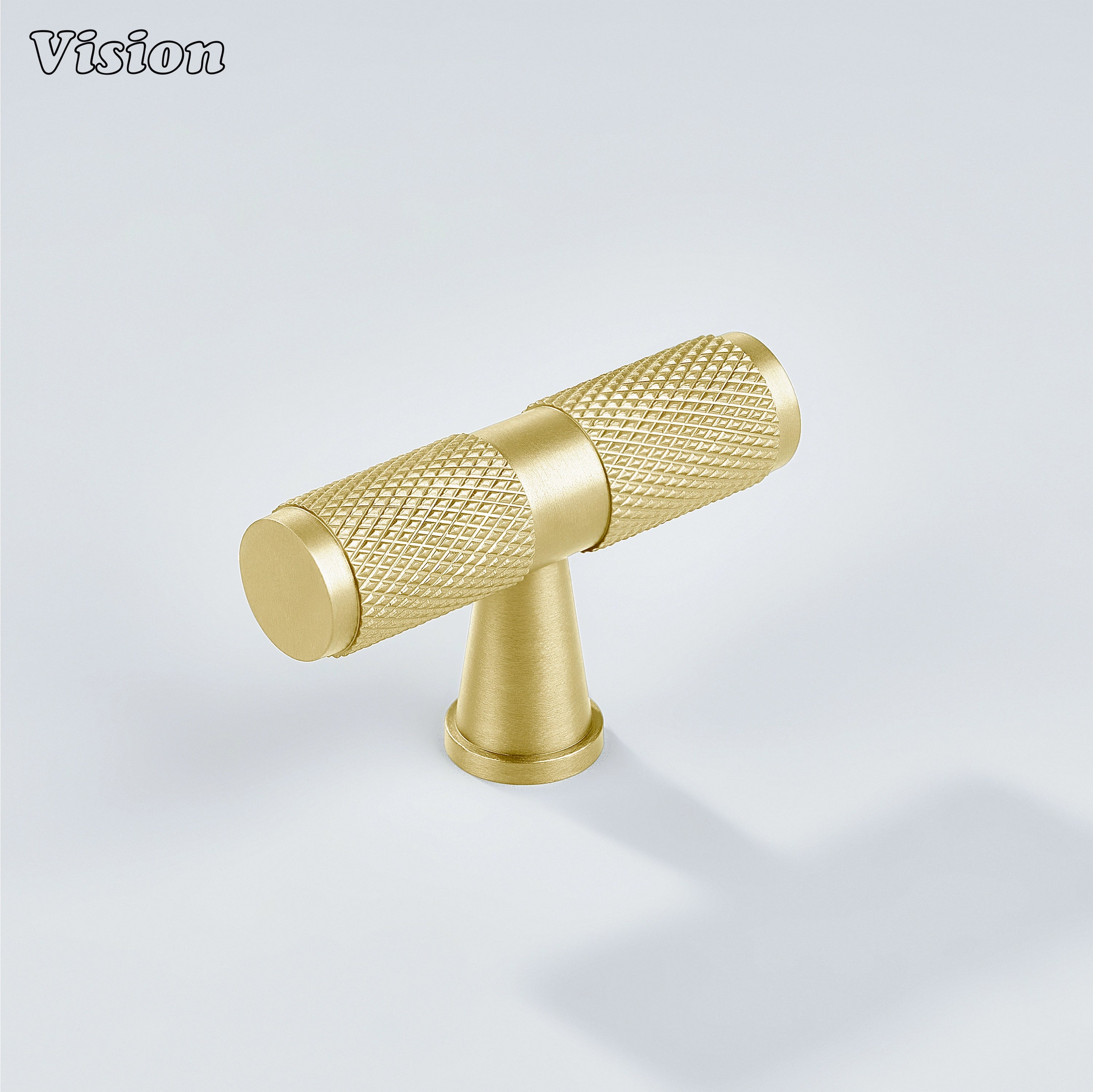 Meridian Knurled Brass Cabinet T-Knob - Gold