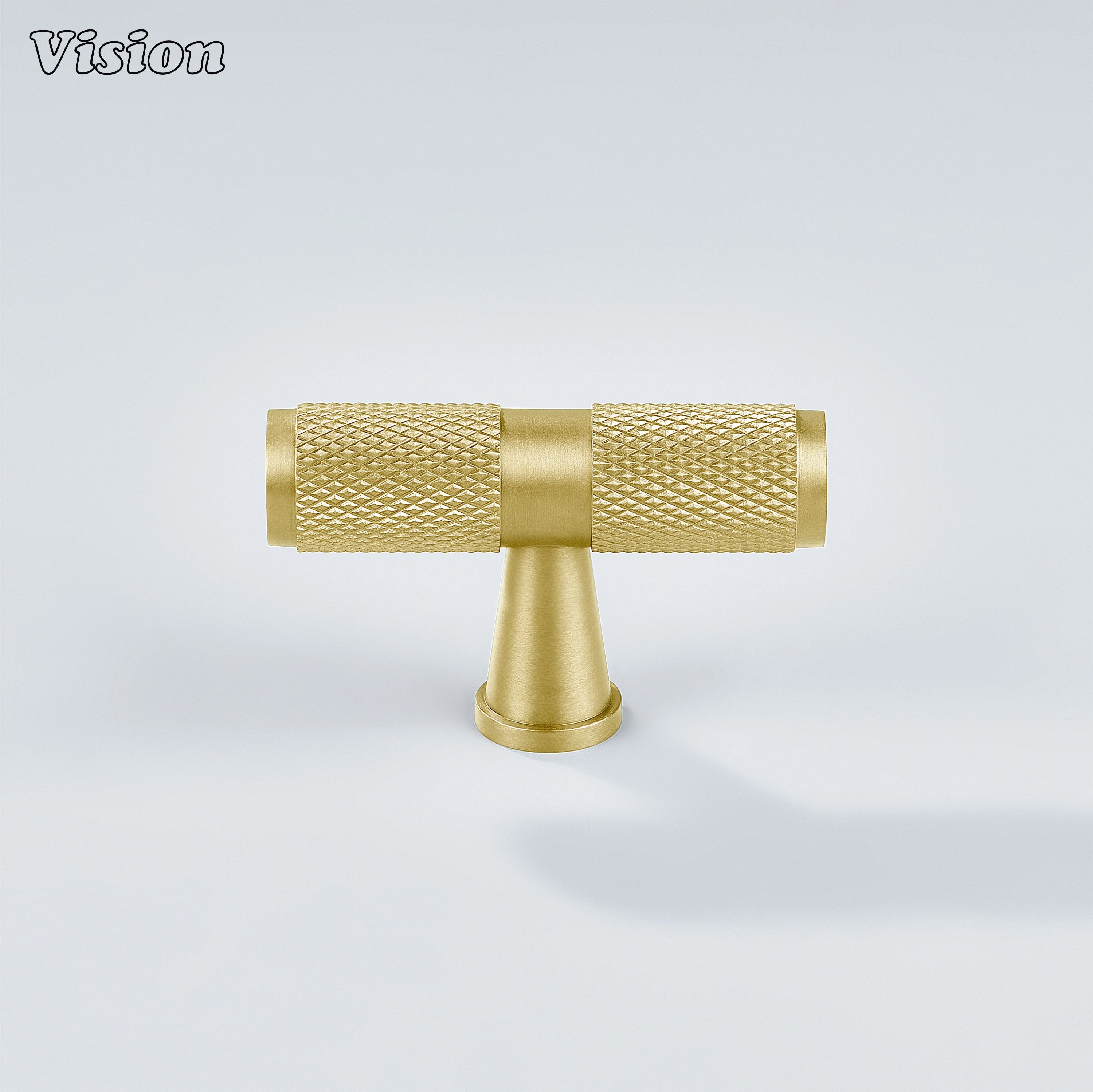 Meridian Knurled Brass Cabinet T-Knob - Gold