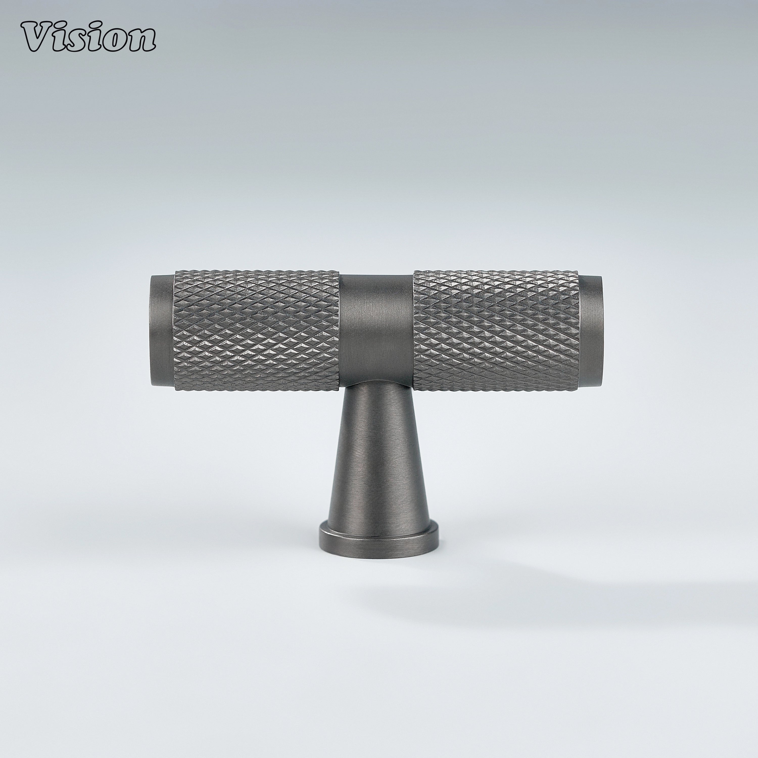 Gunmetal cabinet T-knob with knurled grip