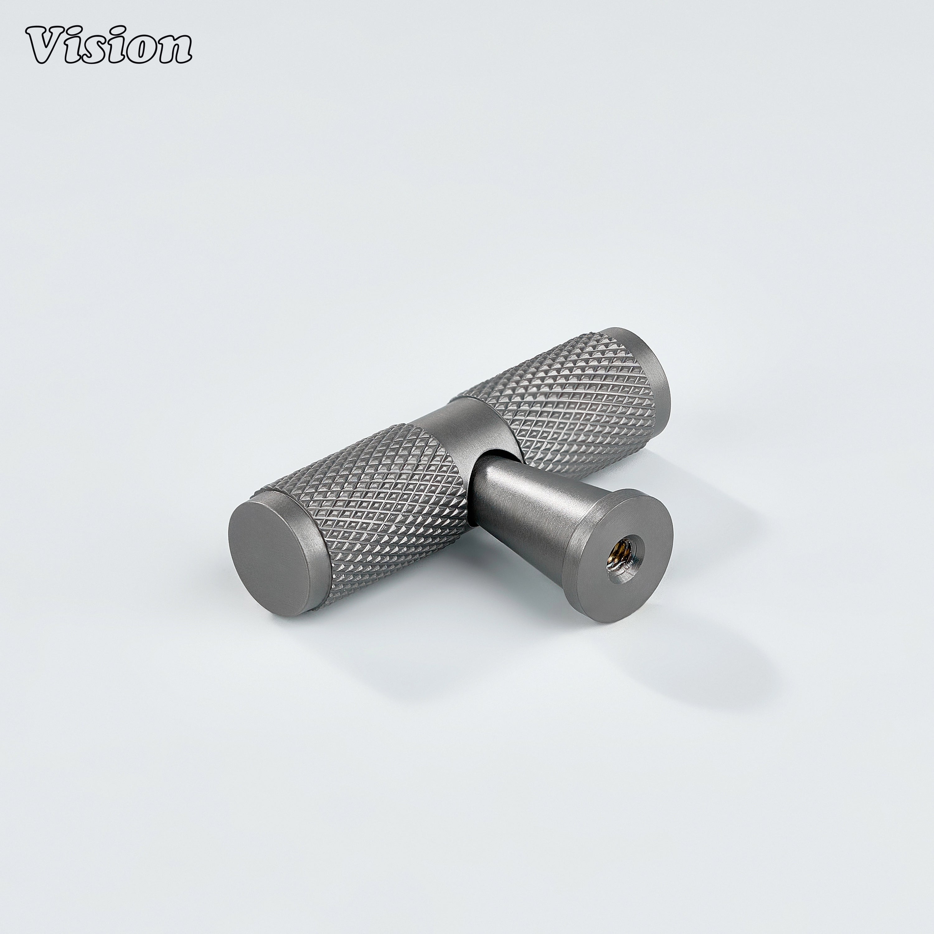 Gunmetal cone-leg T-knob design