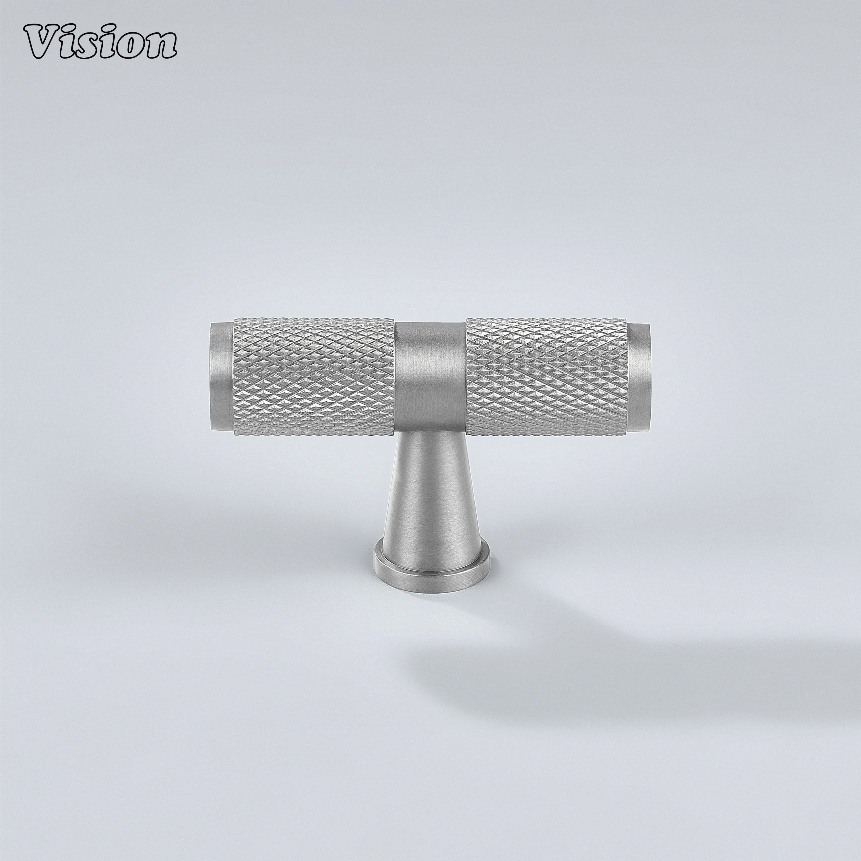 Silver knurled T-knob for cabinets