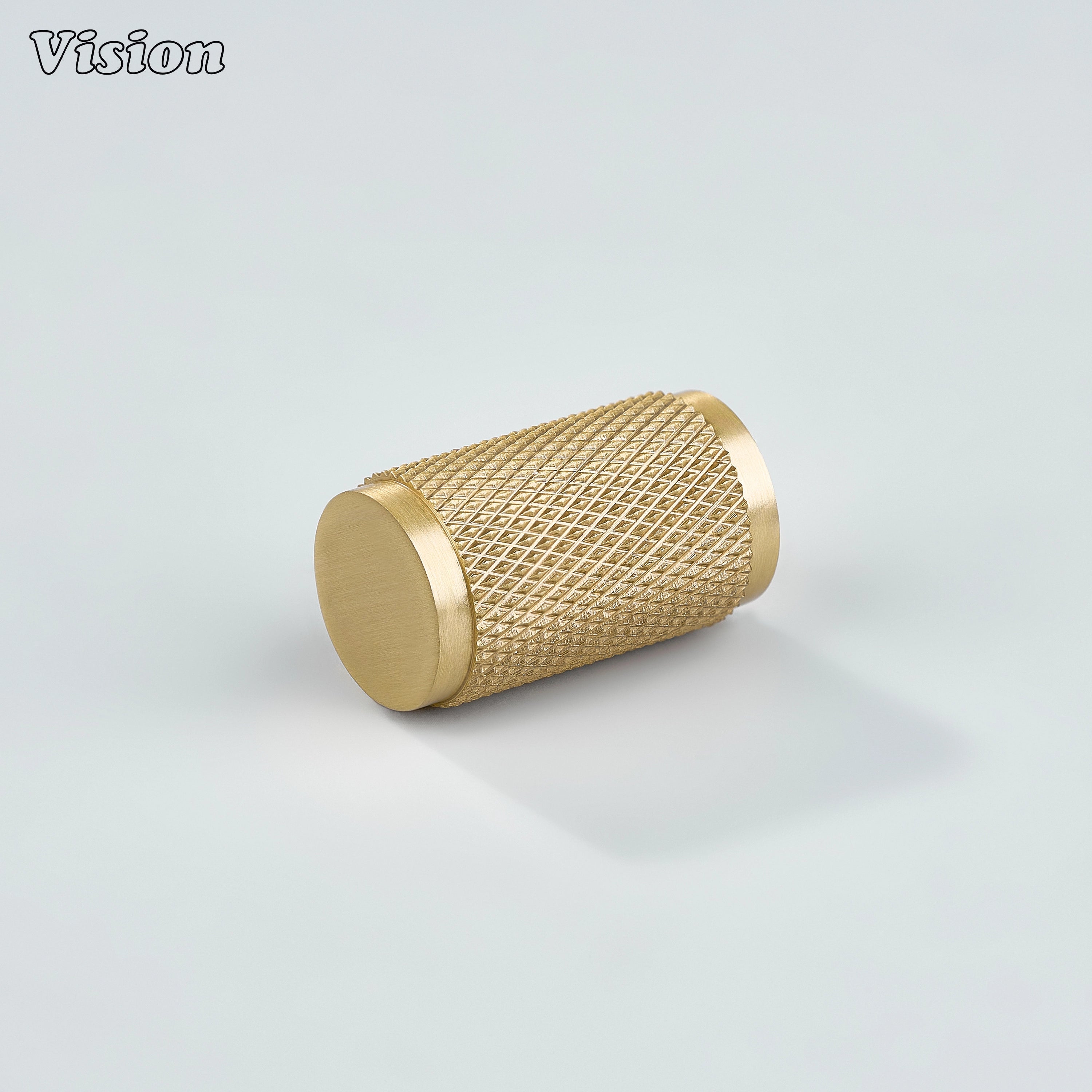 Meridian knurled cylinder knob in Gold