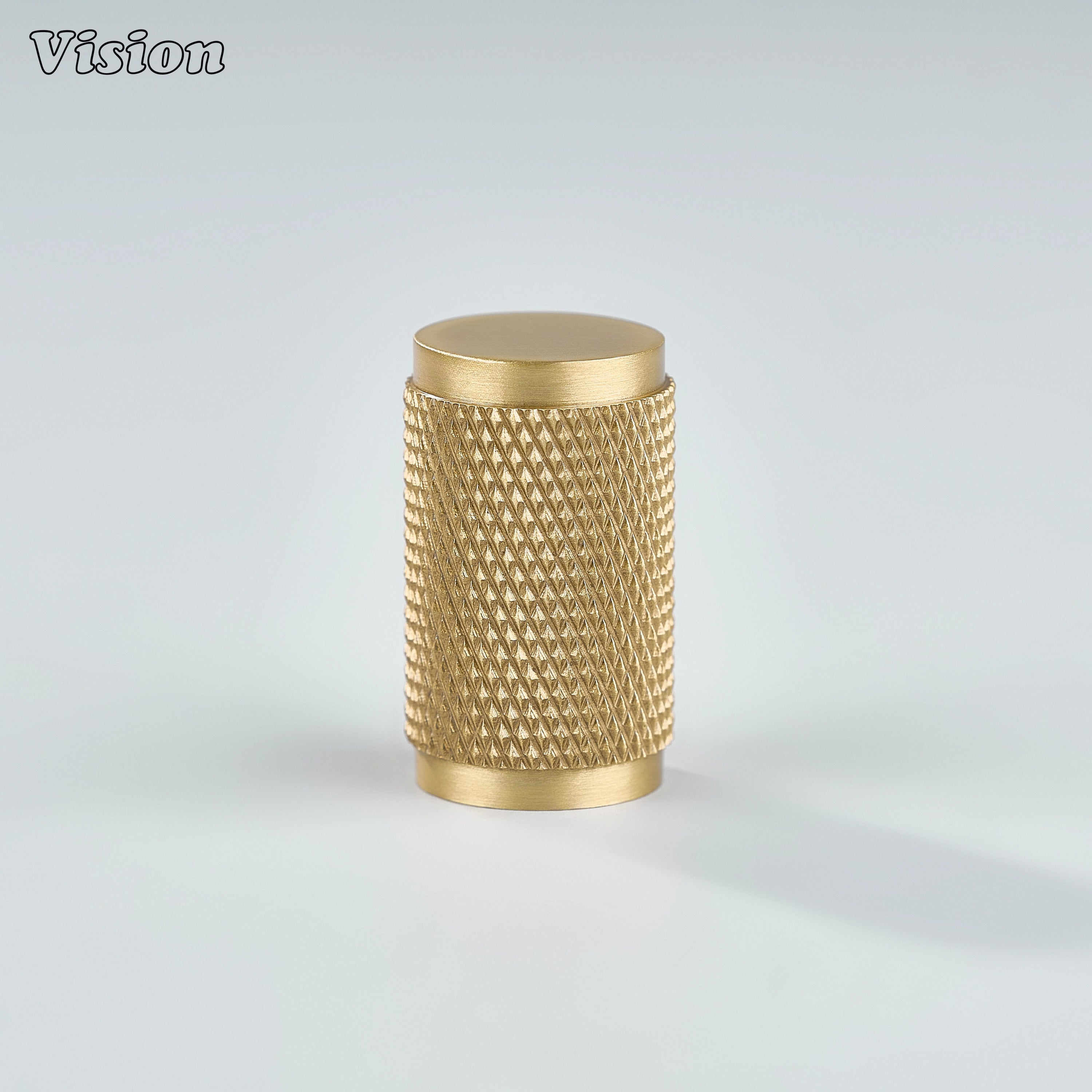 Gold Meridian knurled cabinet knob close-up