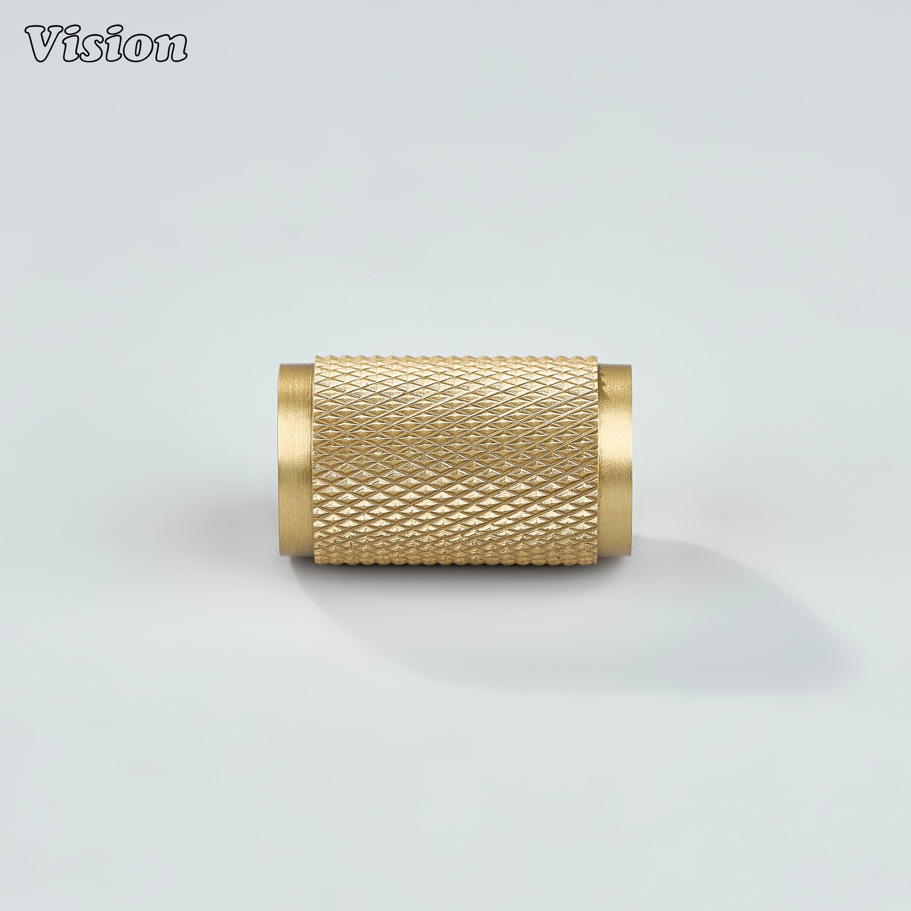 Gold knurled cylinder knob for wardrobe doors