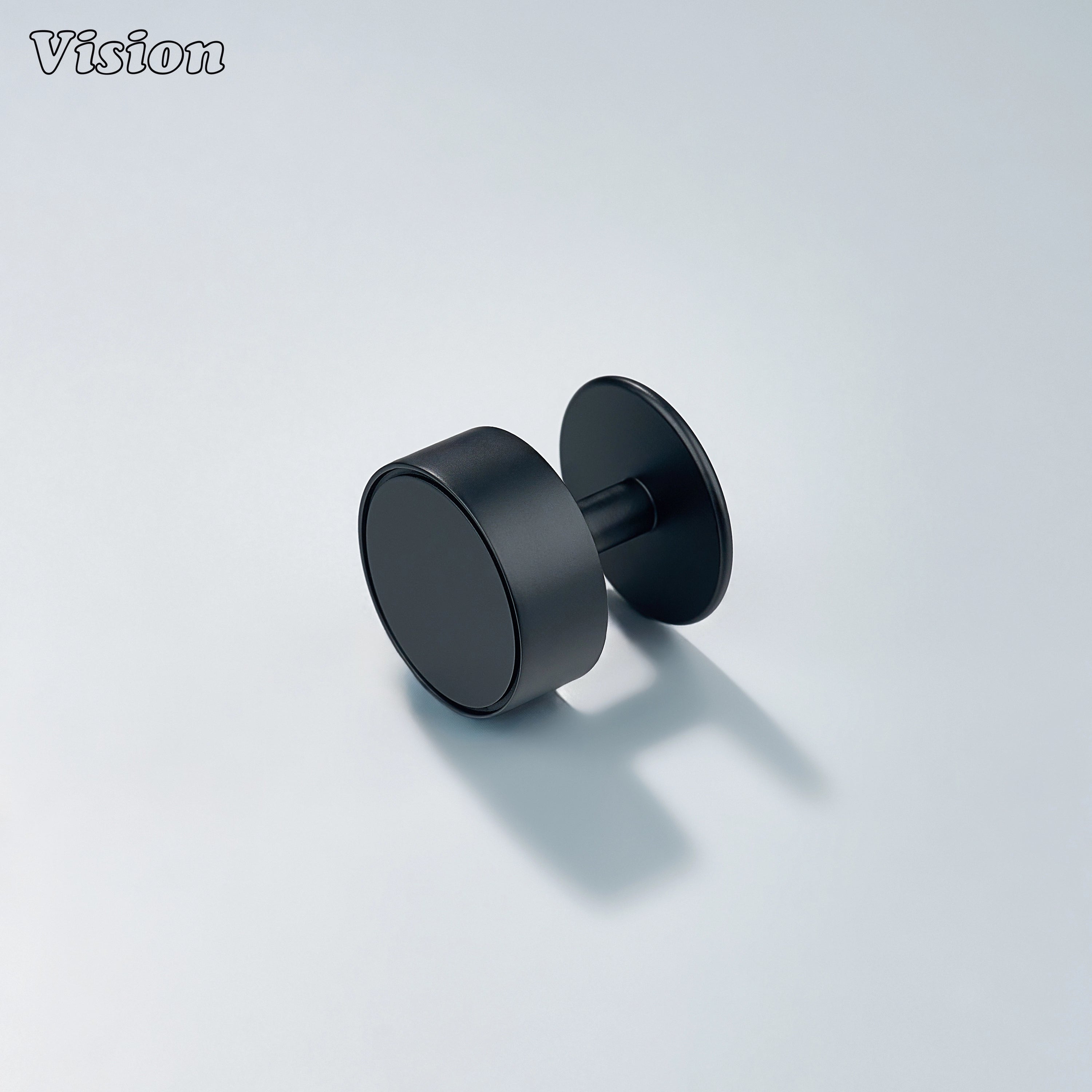 Black round plain cabinet knob with round plate for cabinets