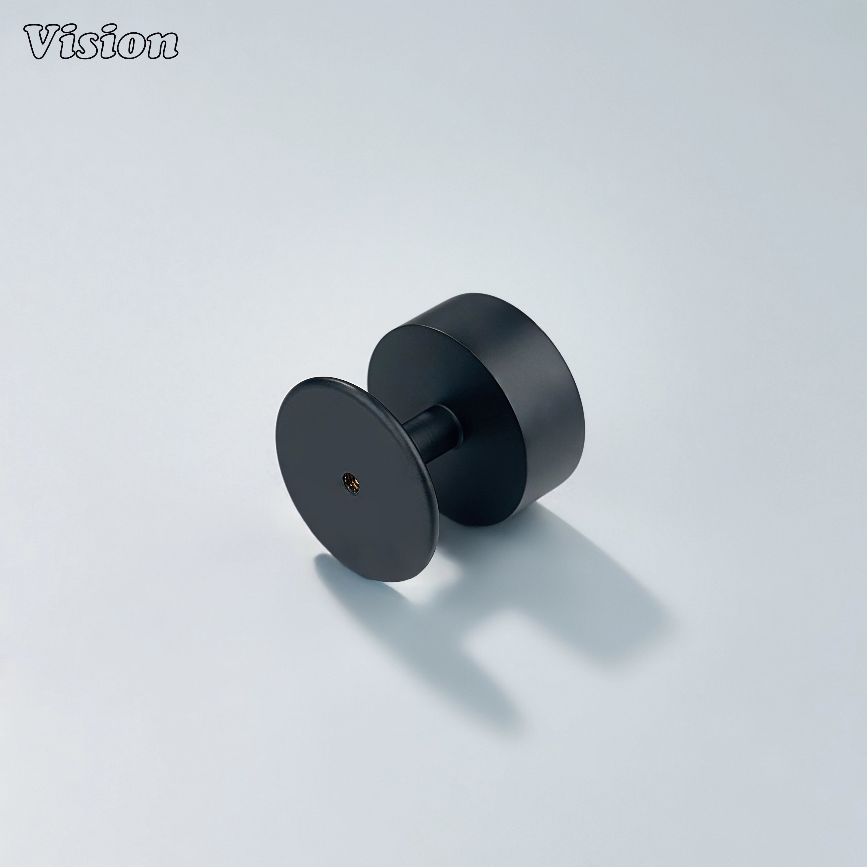 Smooth Black cabinet knob with round backplate for kitchens