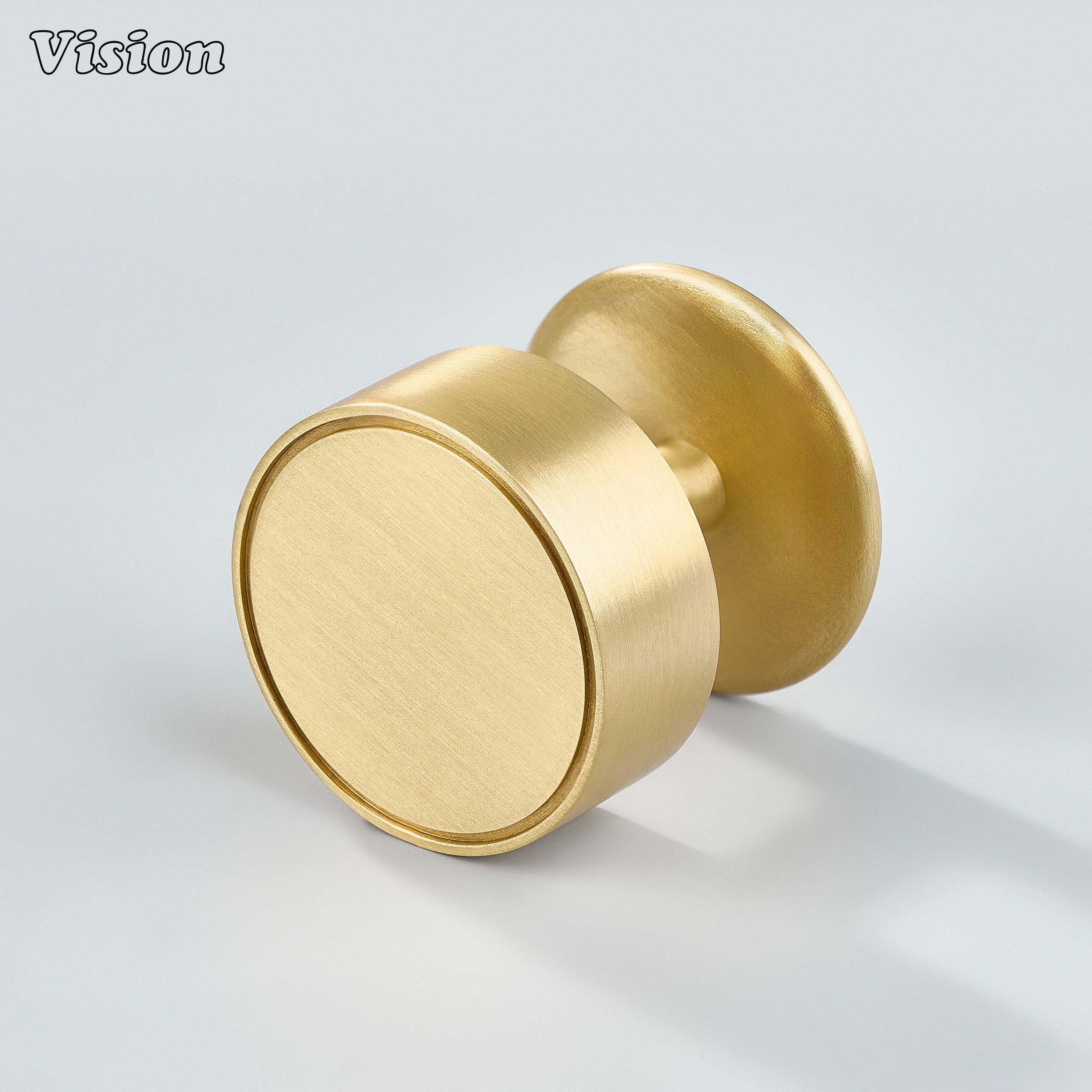 Gold round plain cabinet knob with round plate for kitchen cabinets