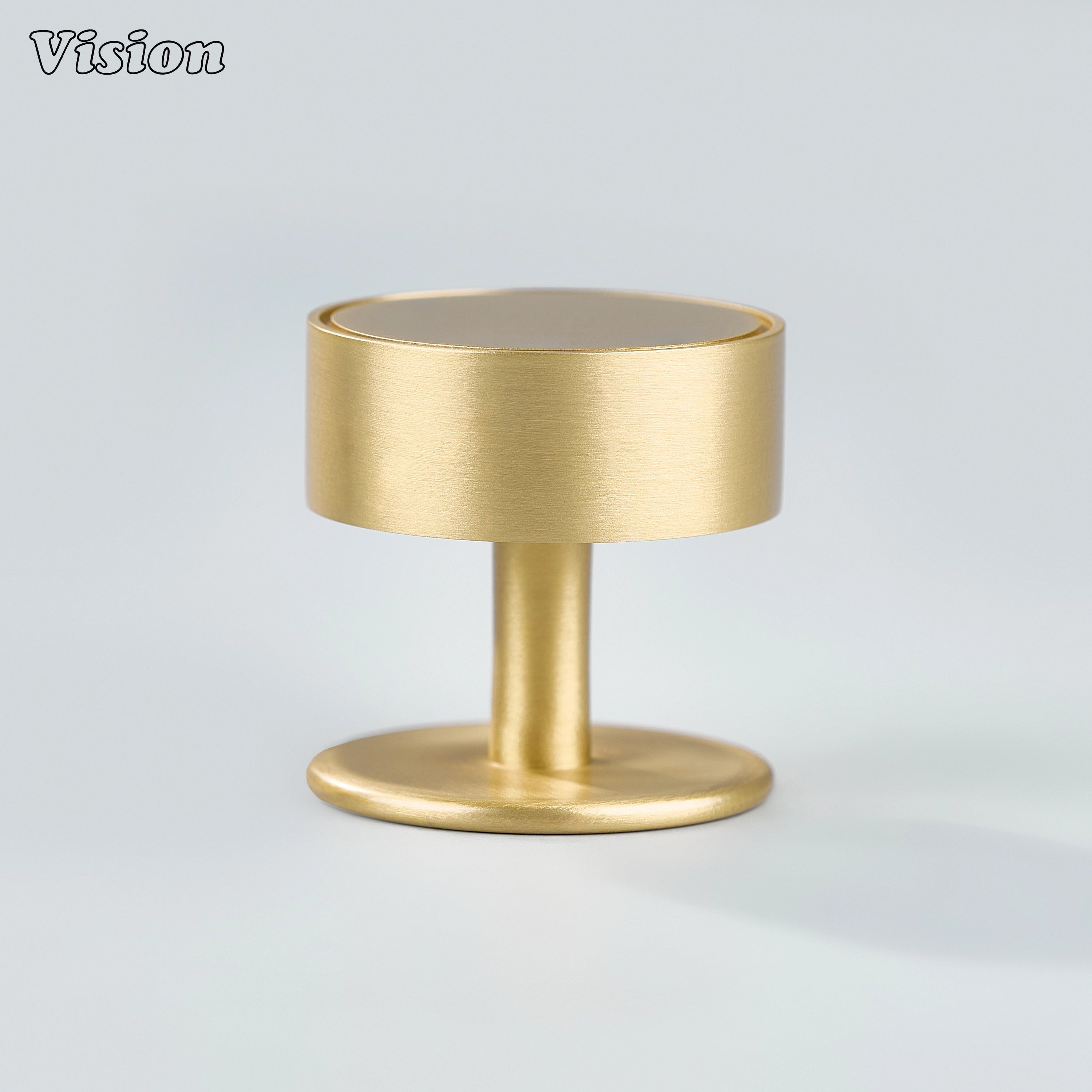 Plain gold cabinet knob with round backplate for wardrobe doors