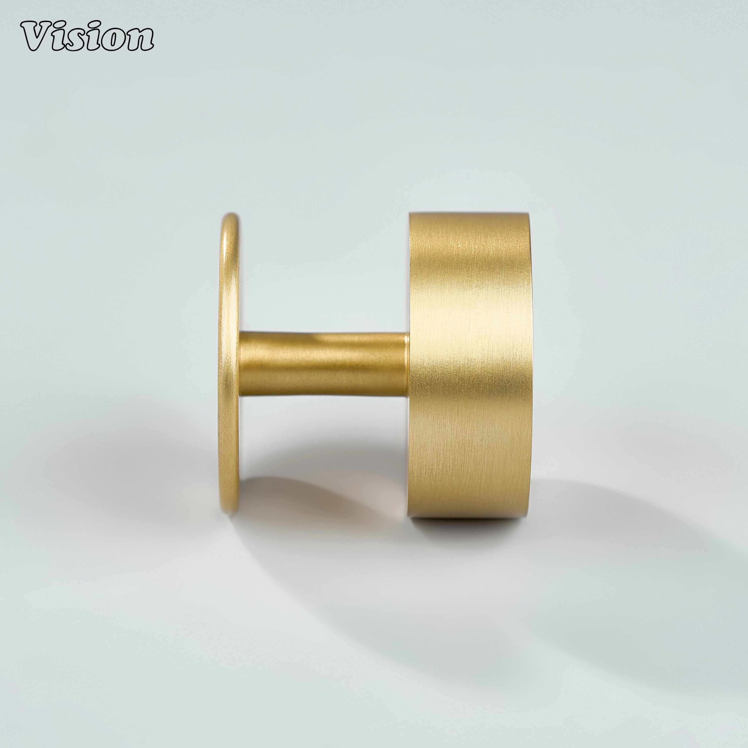 Smooth gold cabinet knob with round plate for wardrobe storage