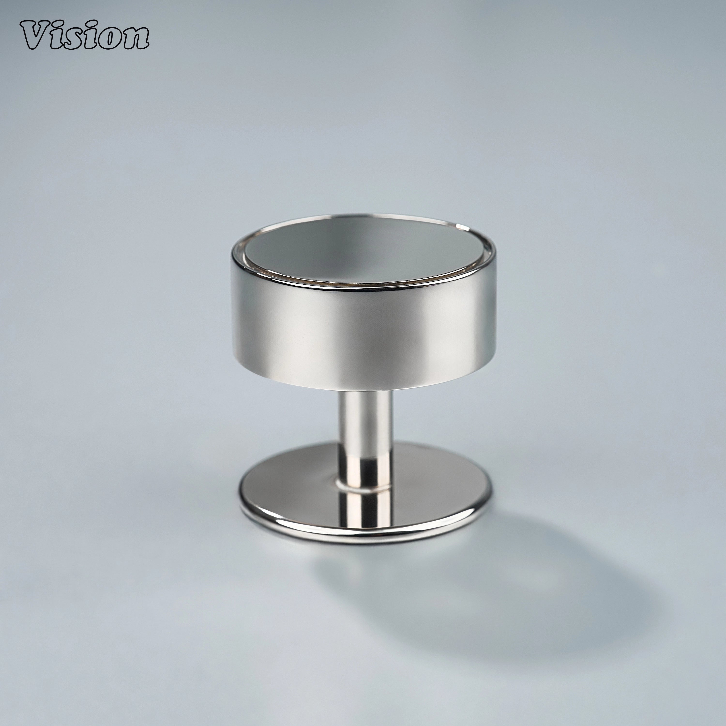 Plain Polish Nickel cabinet knob with round backplate for wardrobe doors