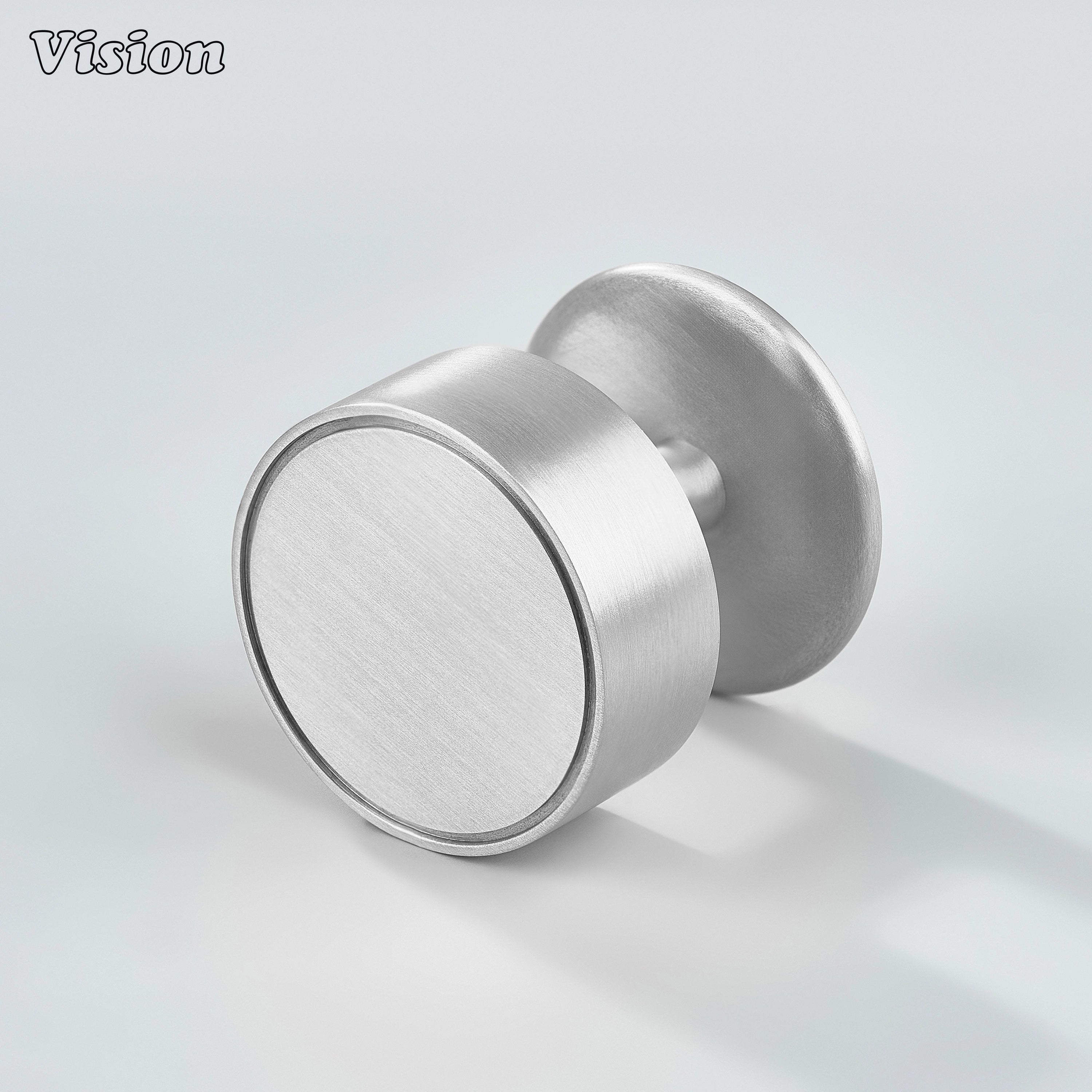 Silver round plain cabinet knob with round plate for cabinets