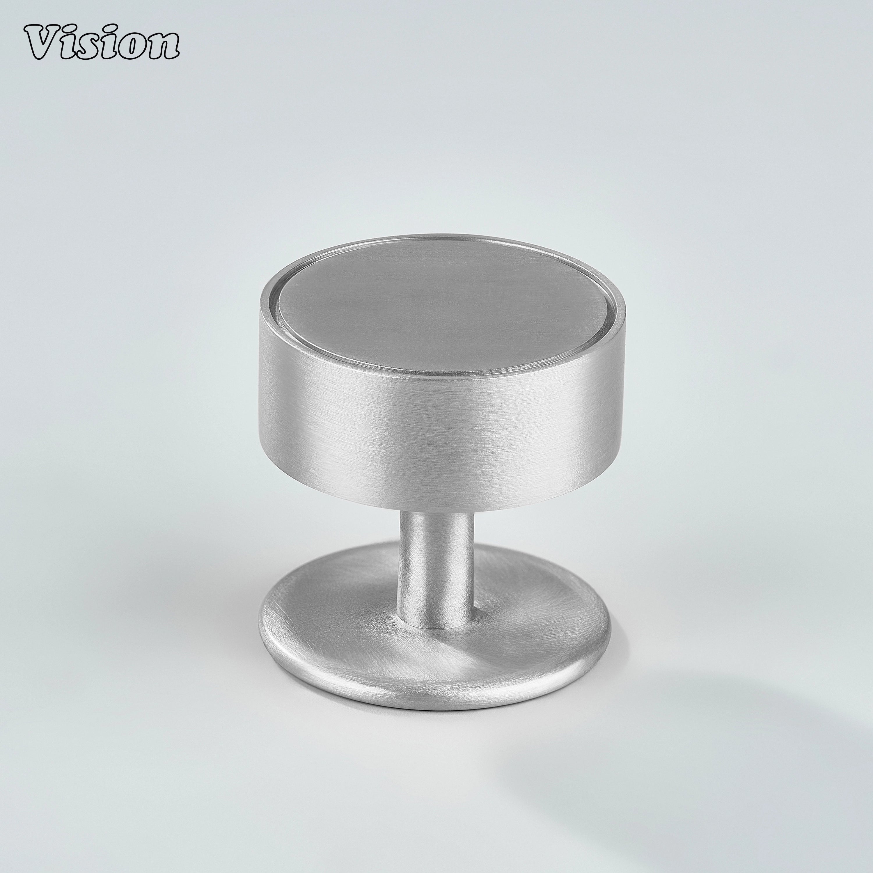 Smooth Silver cabinet knob with round backplate for furniture