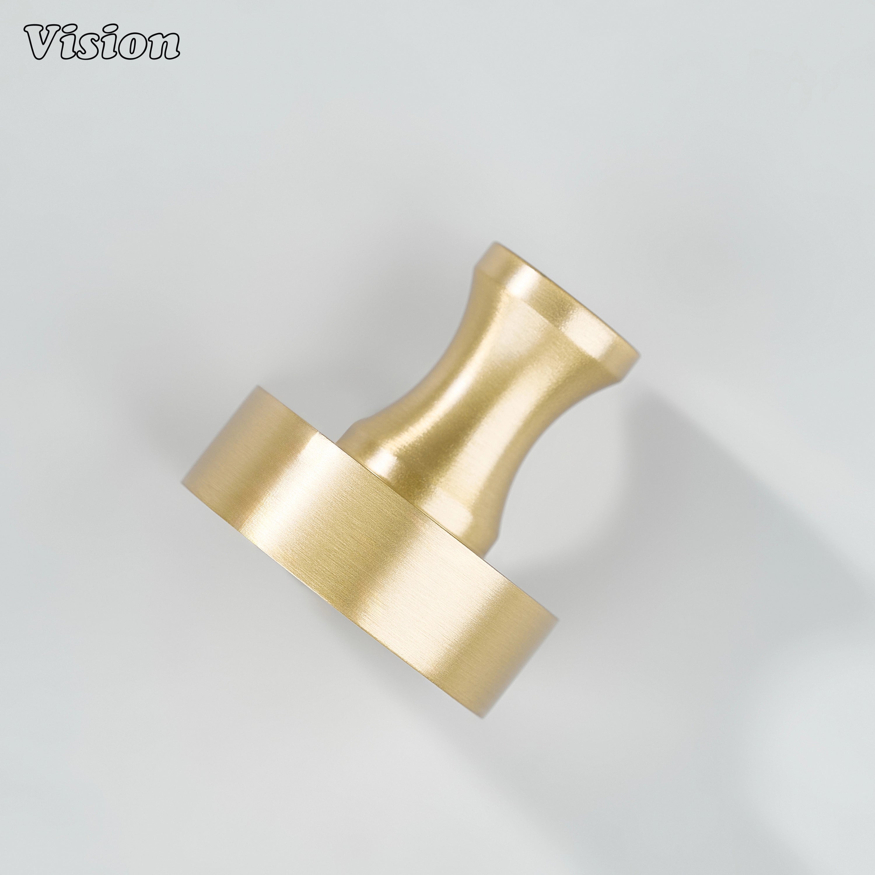 Gold modern cabinet knob plain round style with curved stem for kitchen drawers