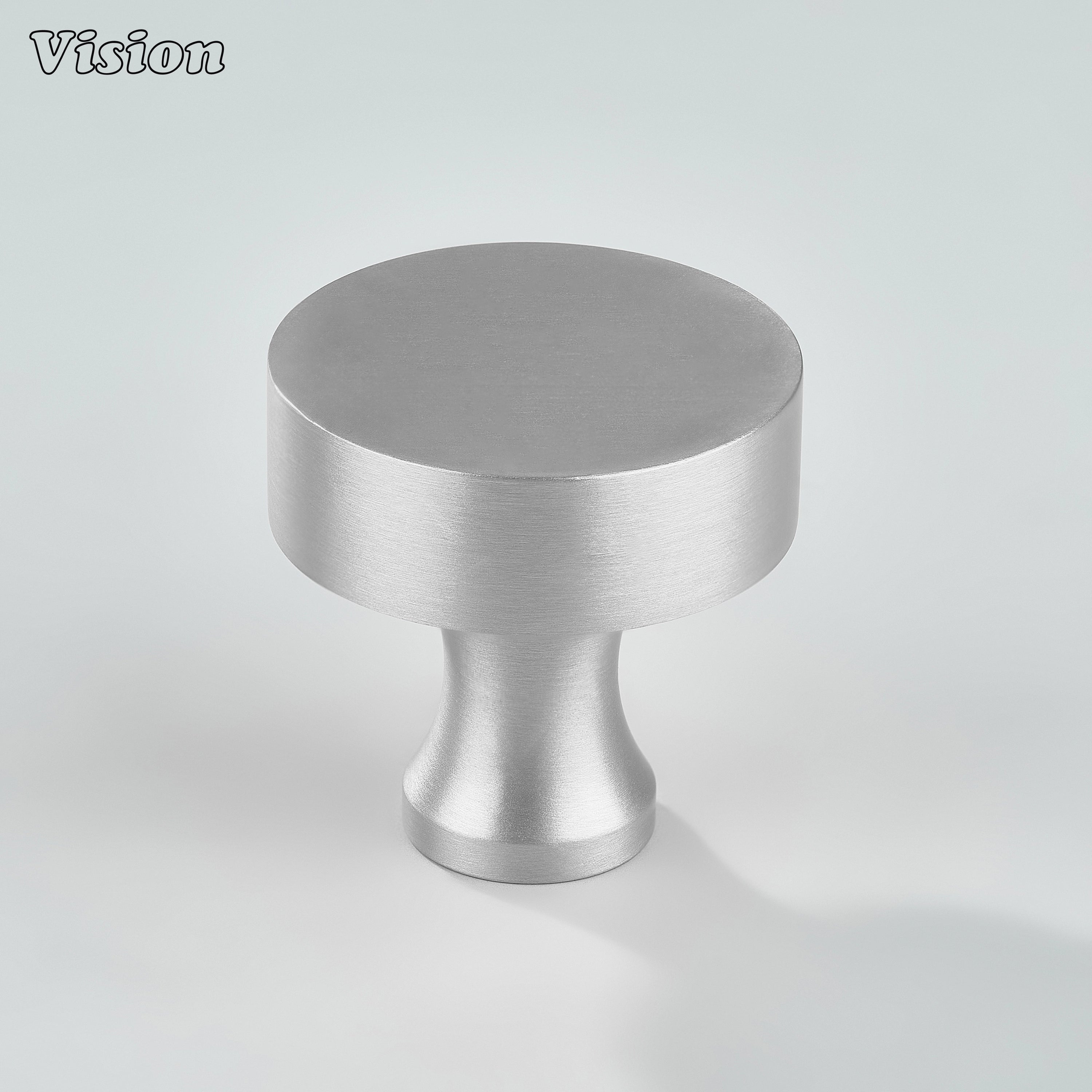 Silver solid brass round knob flat circular top for furniture
