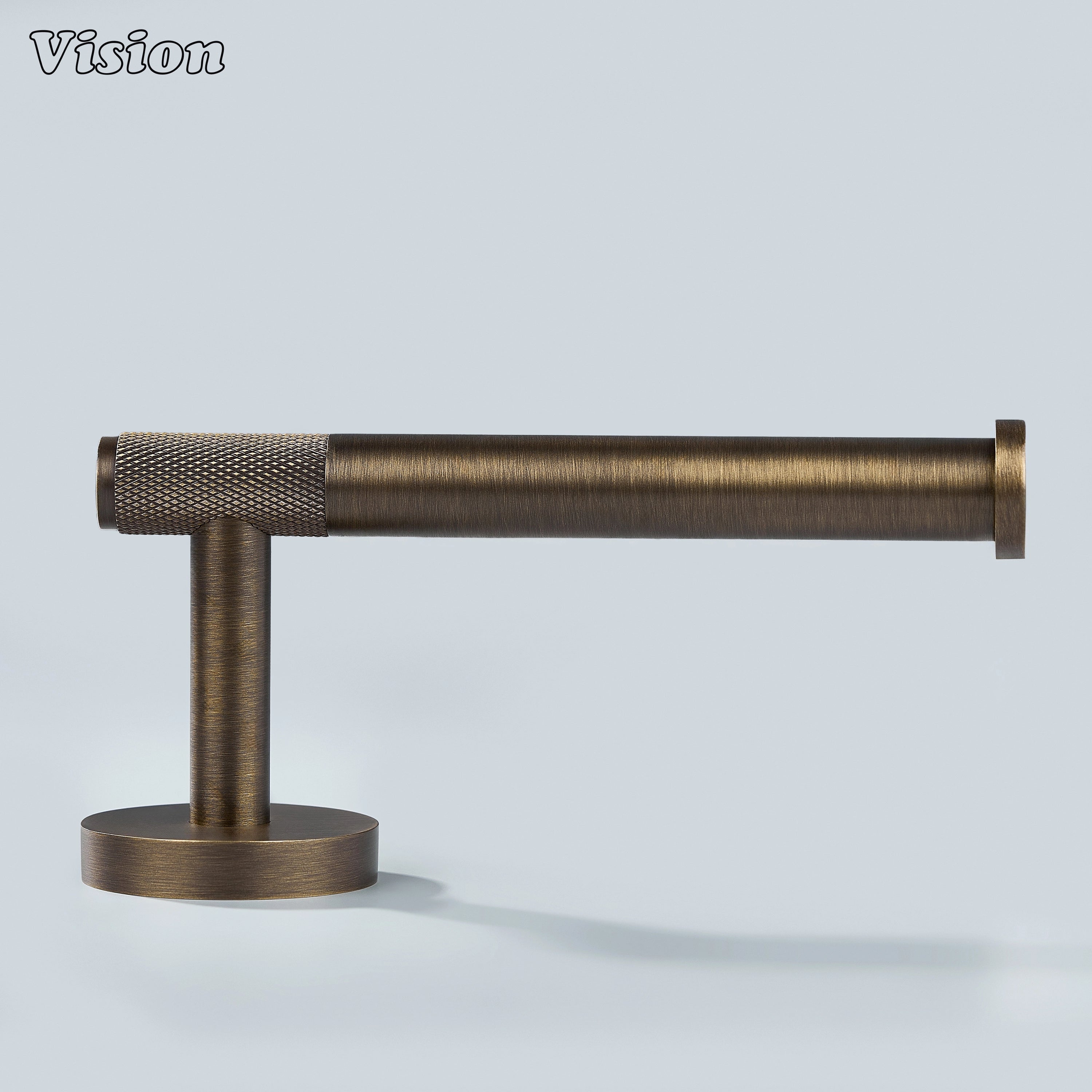 Antique Bronze knurled brass toilet paper holder with cylindrical bar design