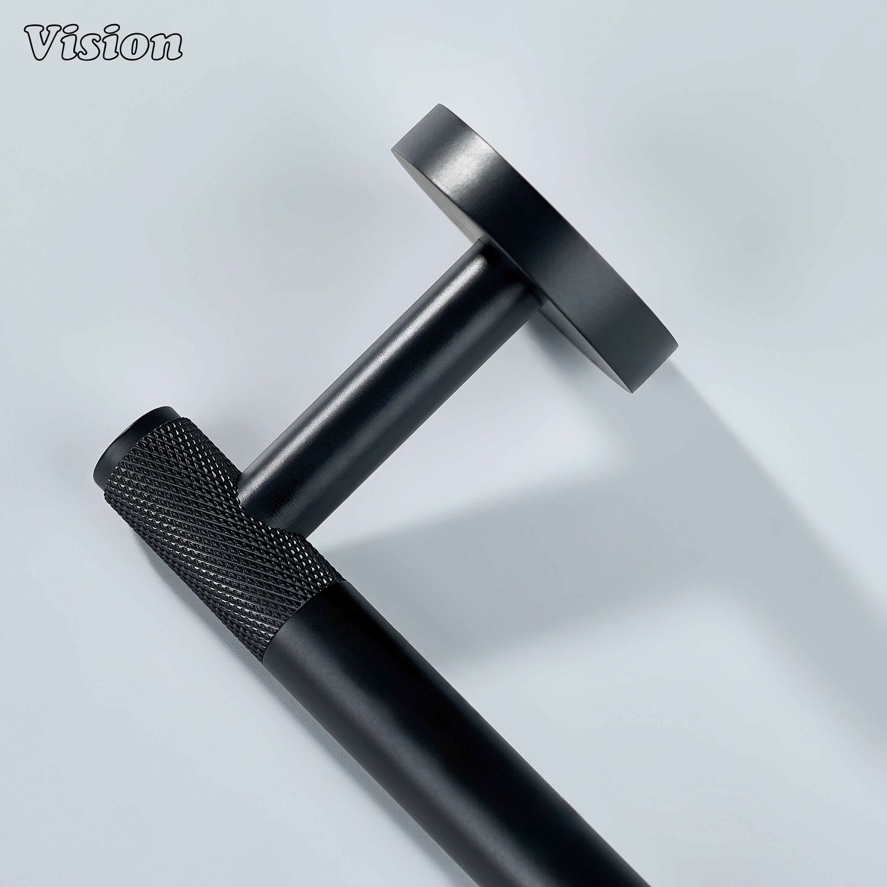 Black knurled brass toilet paper holder for wall installation