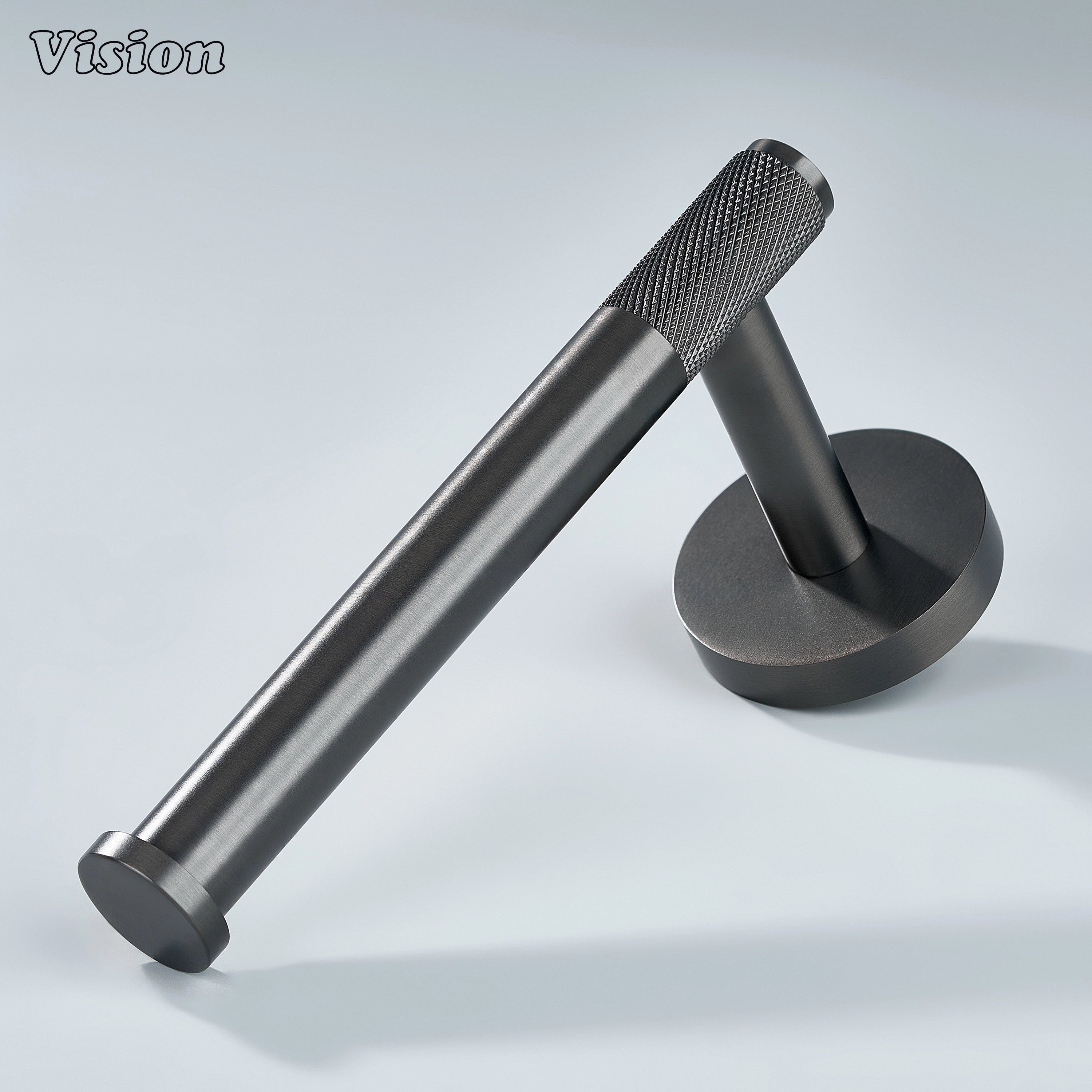 Gunmetal brass toilet paper holder with knurled bar for modern bathrooms