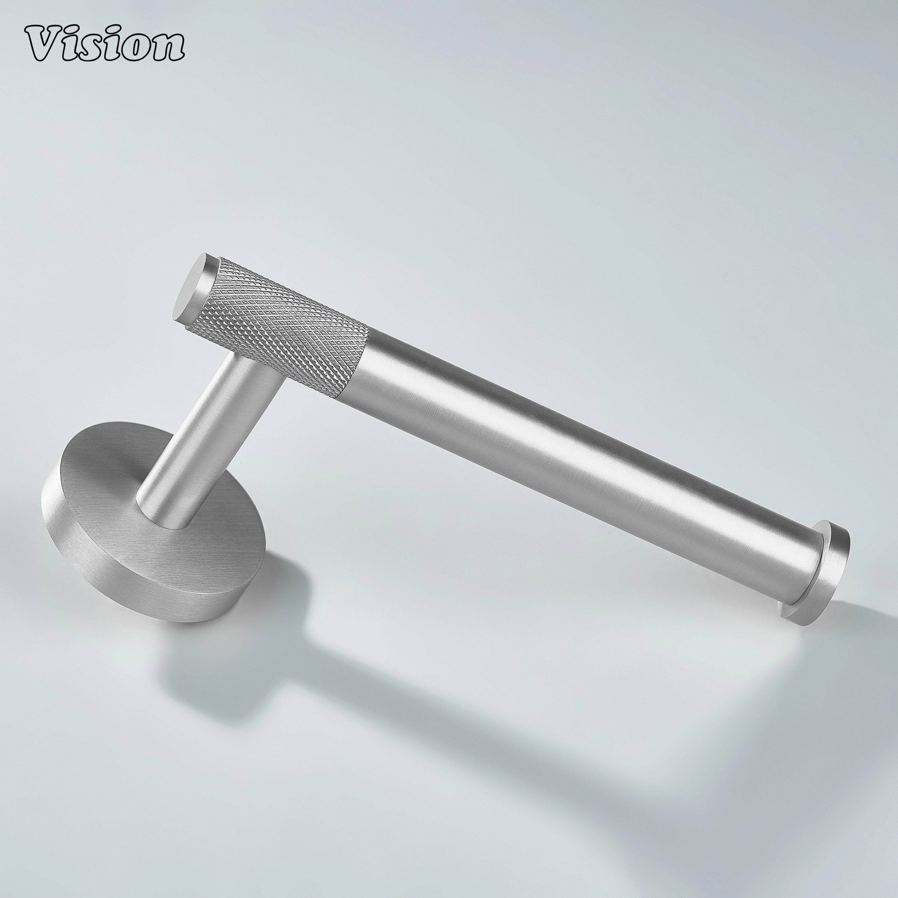 Solid silver brass toilet paper holder with knurled bar detail